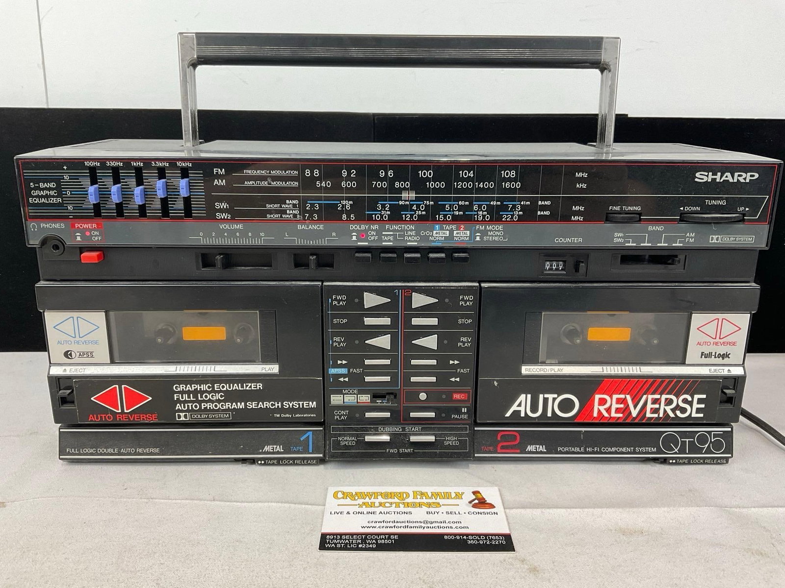 Sharp QT95bk Portable Hi-Fi Component System, 8h x 16w x 7d inches: Appears to be in good shape. The piece measures approx 8h x 16w x 7d inches. See pics. E-5830