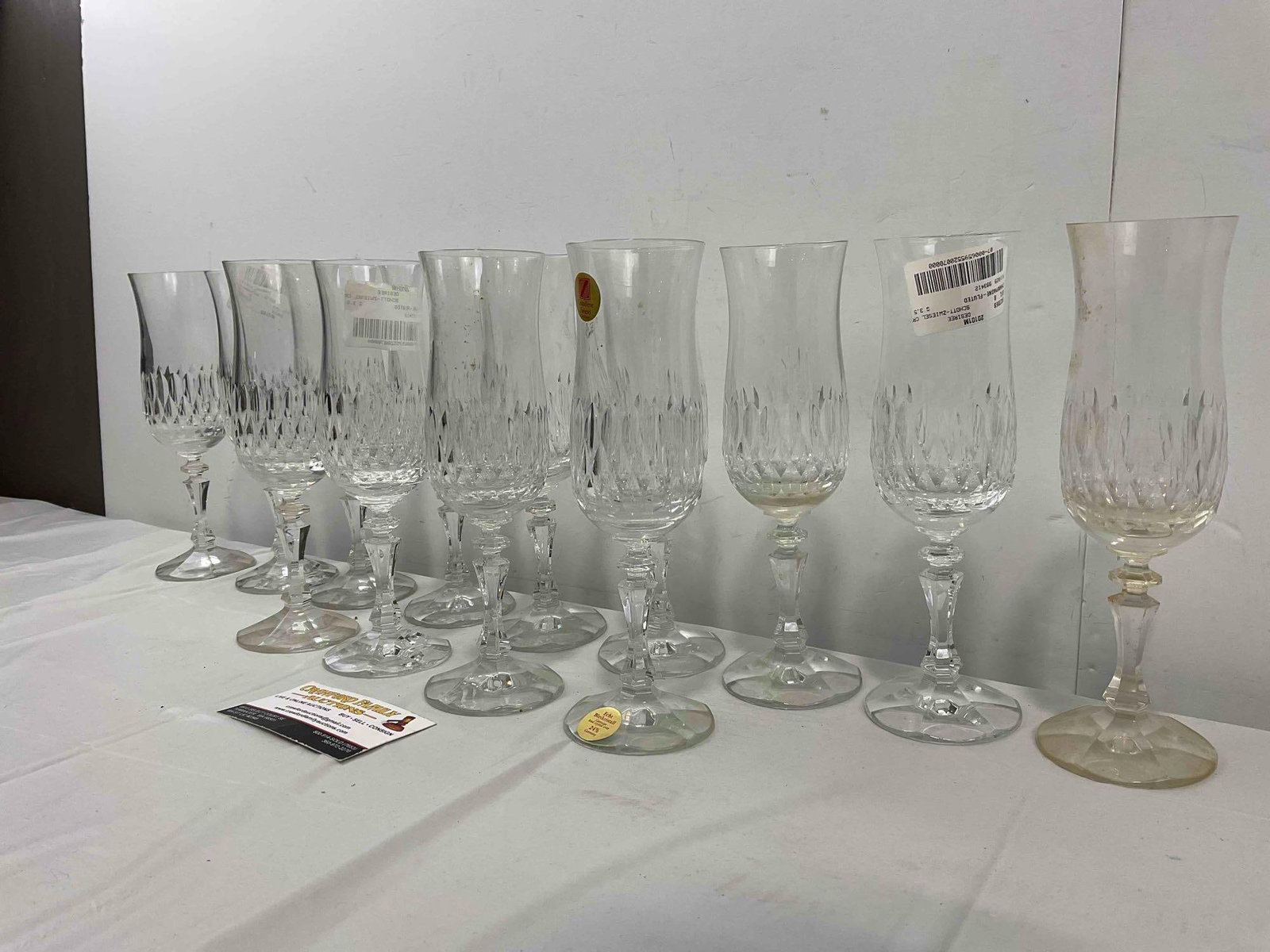 13 pcs Cristallerie Zwiesel German Leaded Crystal Glass Champagne Flutes. Good Condition. - 2