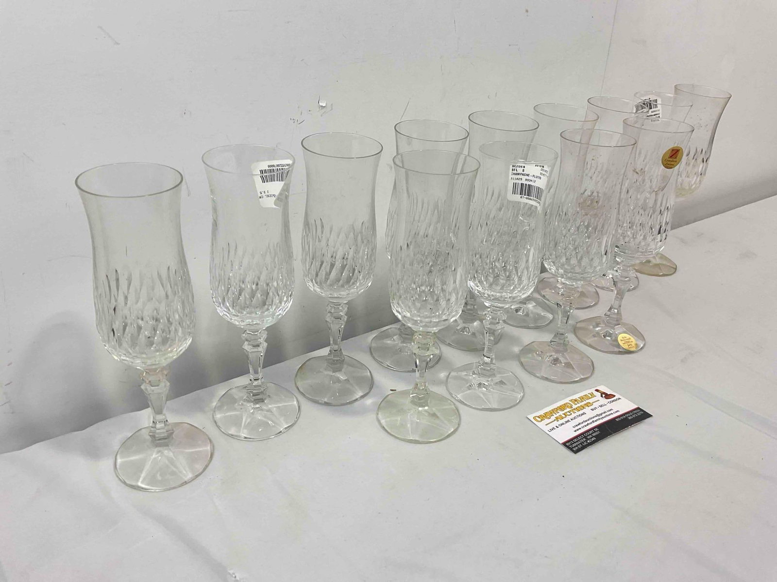 13 pcs Cristallerie Zwiesel German Leaded Crystal Glass Champagne Flutes. Good Condition. - 4