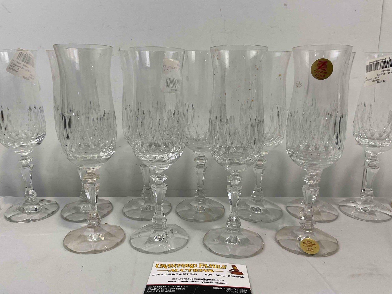 13 pcs Cristallerie Zwiesel German Leaded Crystal Glass Champagne Flutes. Good Condition. - 5