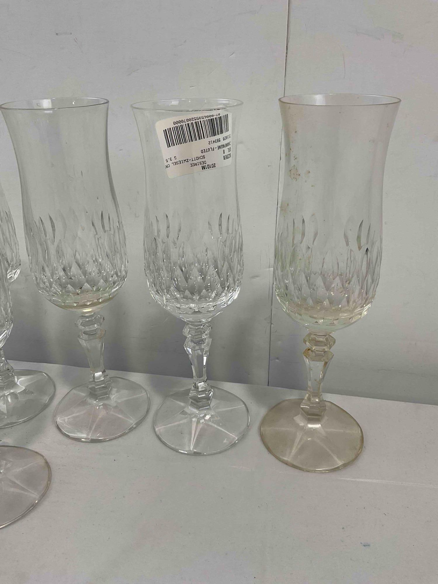 13 pcs Cristallerie Zwiesel German Leaded Crystal Glass Champagne Flutes. Good Condition. - 6