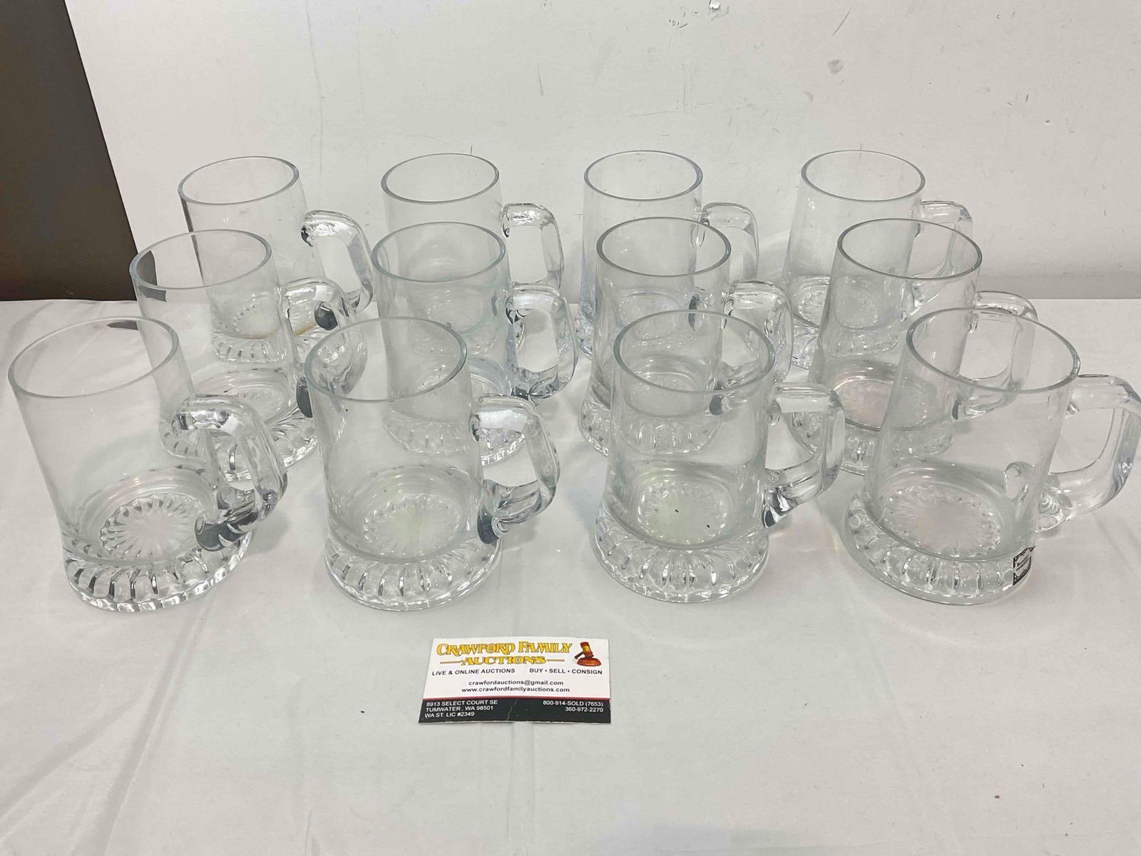 12 pcs Vintage Kristalglas Mundgeblasen German Glass Beer Mugs. Good Condition. (1 of 5)