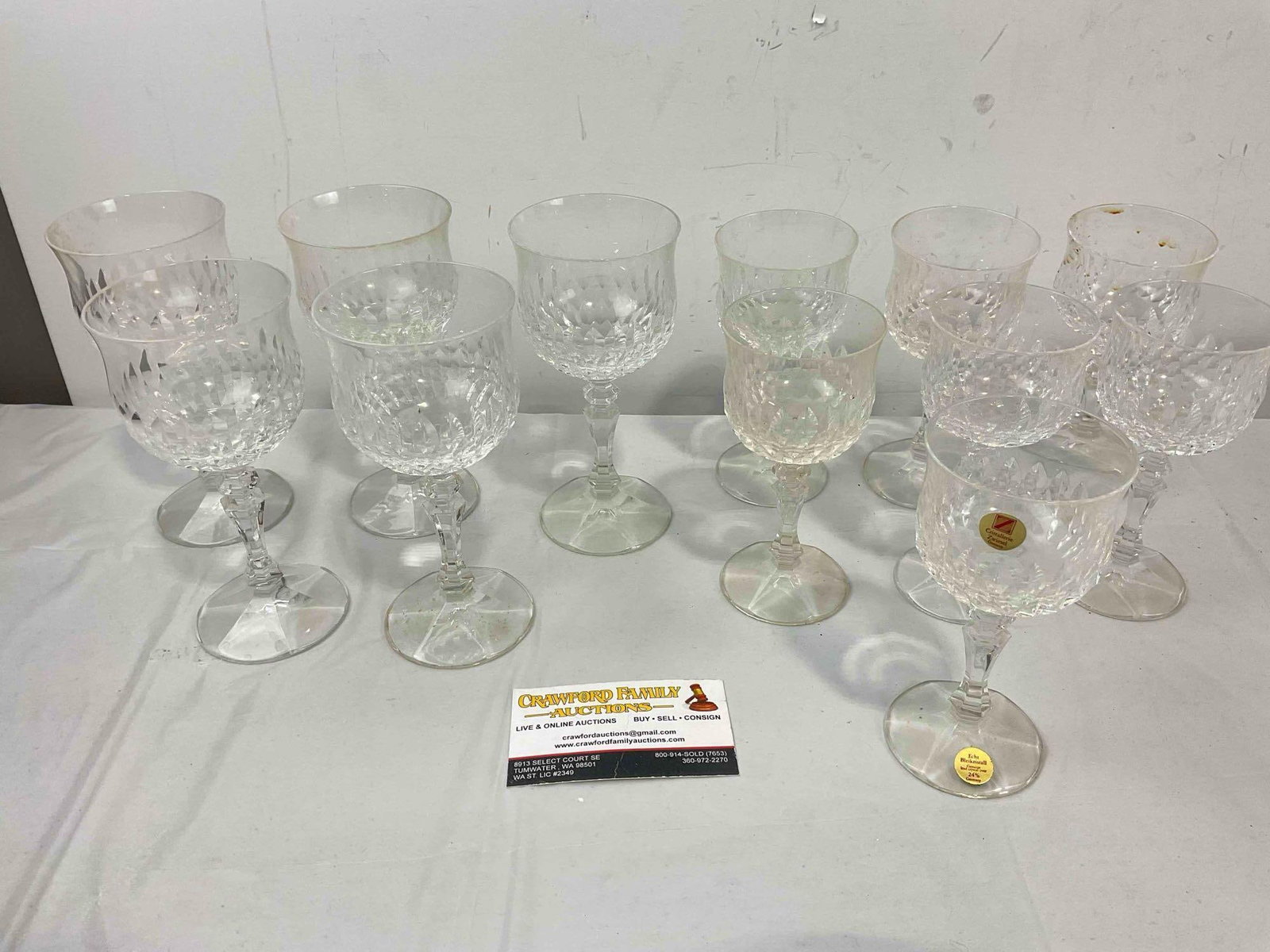 12 pcs Vintage Cristallerie Zwiesel German Crystal Leaded Glasses, 5x Wine & 7x Cordial. See pics. (1 of 6)