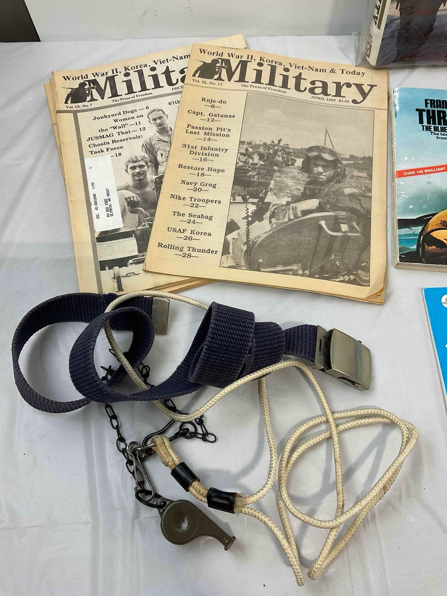 15 pcs Vintage Military Memorabilia, incl. Whistle, Books & Belt. Good Condition. See pics. - 5