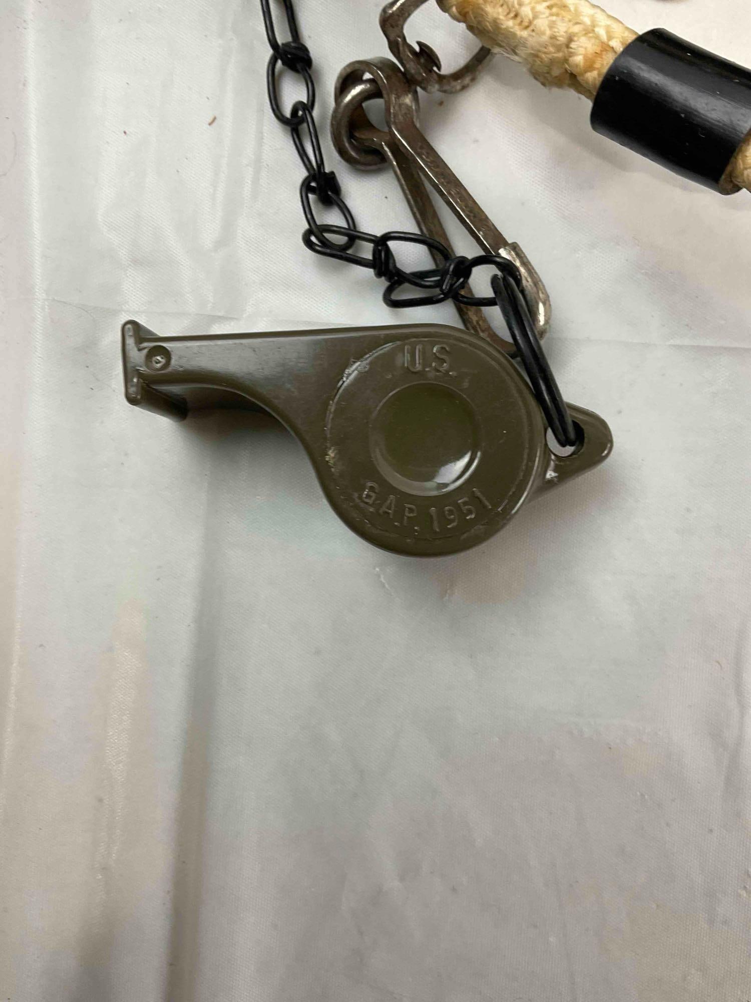 15 pcs Vintage Military Memorabilia, incl. Whistle, Books & Belt. Good Condition. See pics. - 6