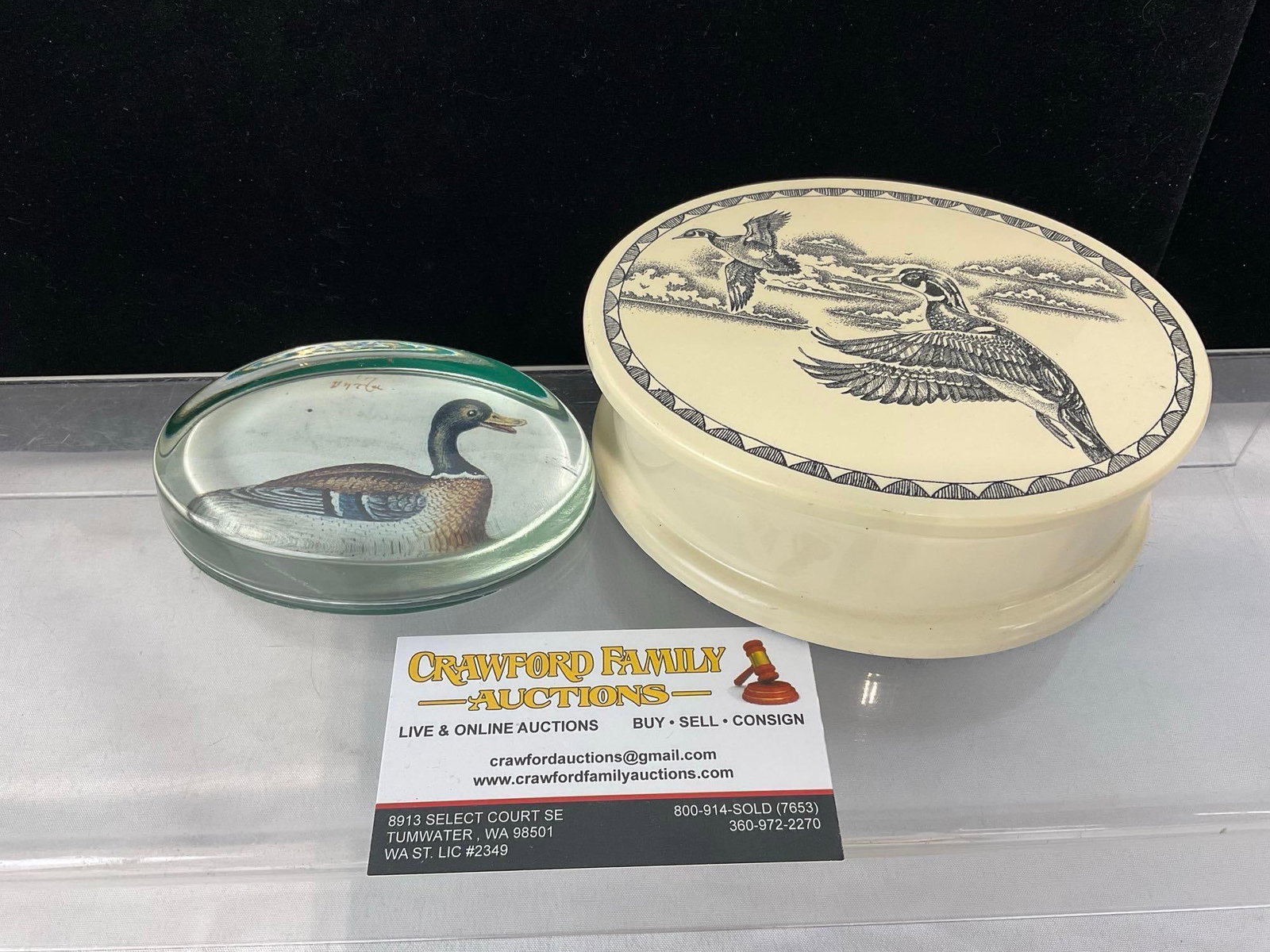 North Coast Trading Scrimshaw style Marble Etching Jewelry Box & Past Times Duck Paperweight (1 of 7)