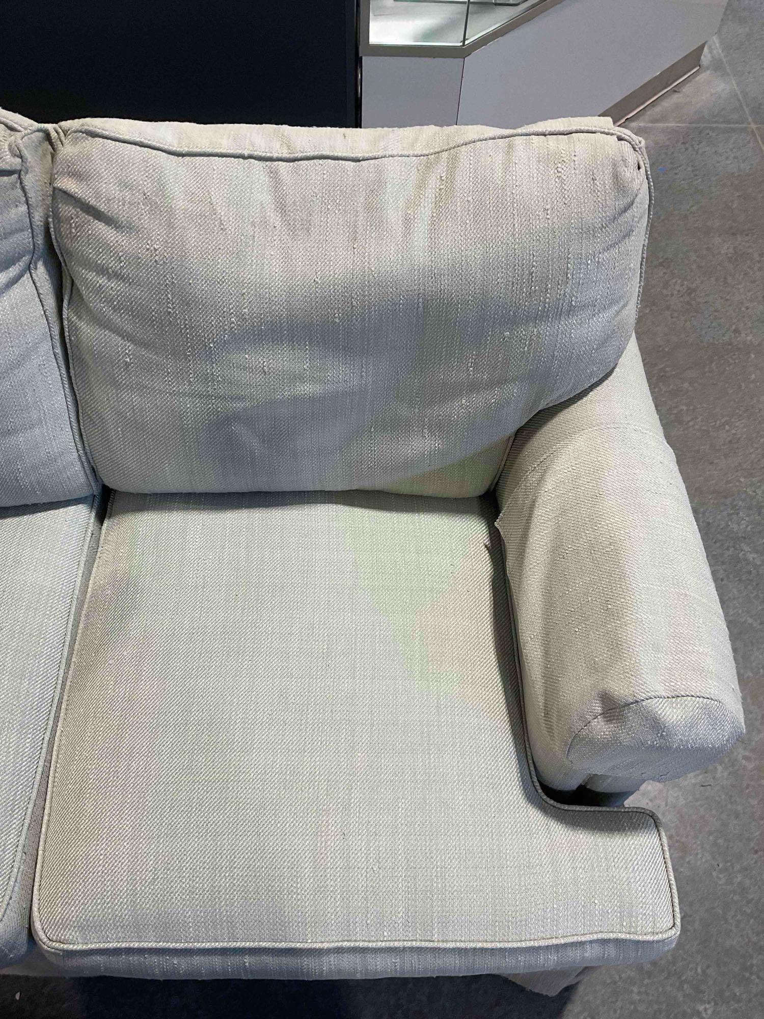 Vintage Ethan Allen Slipcovered Loveseat Sofa w/ Sage Green Upholstery. Very Good Condition. - 5