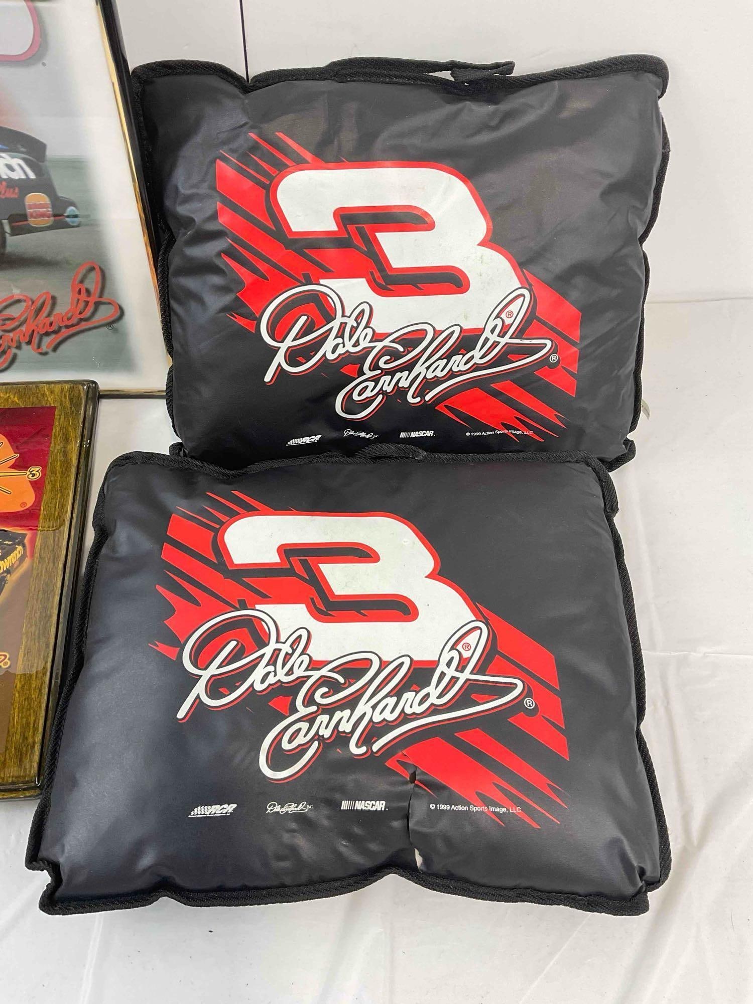5 pcs Vintage Dale Earnhardt Memorabilia, incl. Framed Poster, Book, Clock & Pillows. See pics. - 3