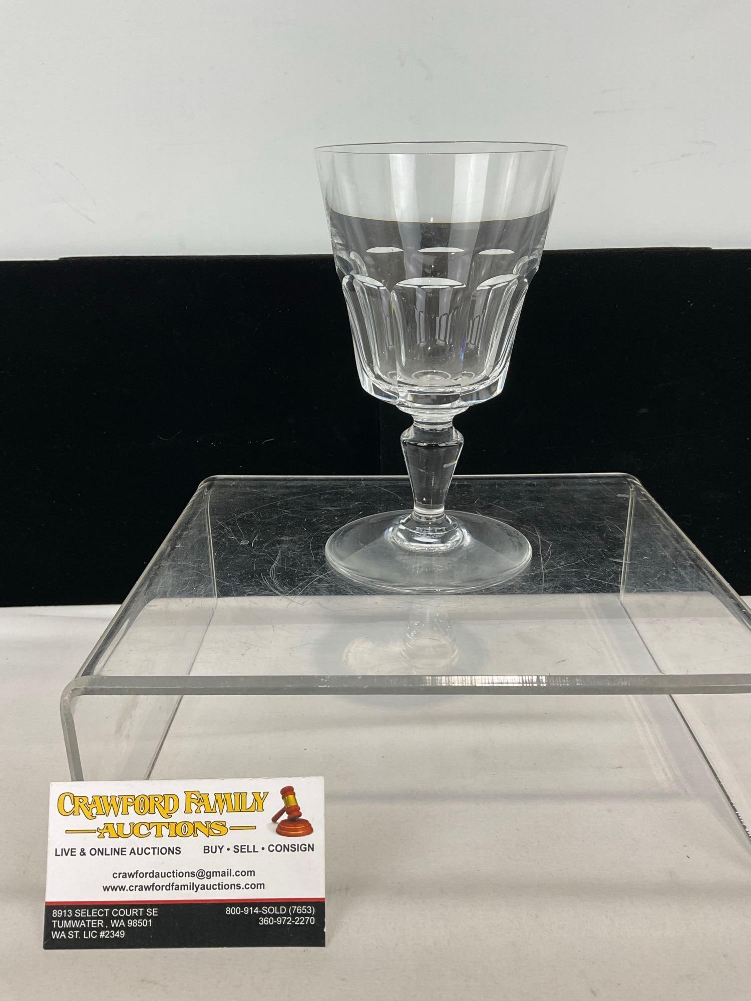 Vintage Baccarat Crystal Water Goblet, poss. Bretagne pattern 7h x 4w x 4d inches: Appears to be in good shape. The piece measures approx 7h x 4w x 4d inches. See pics. E-5380