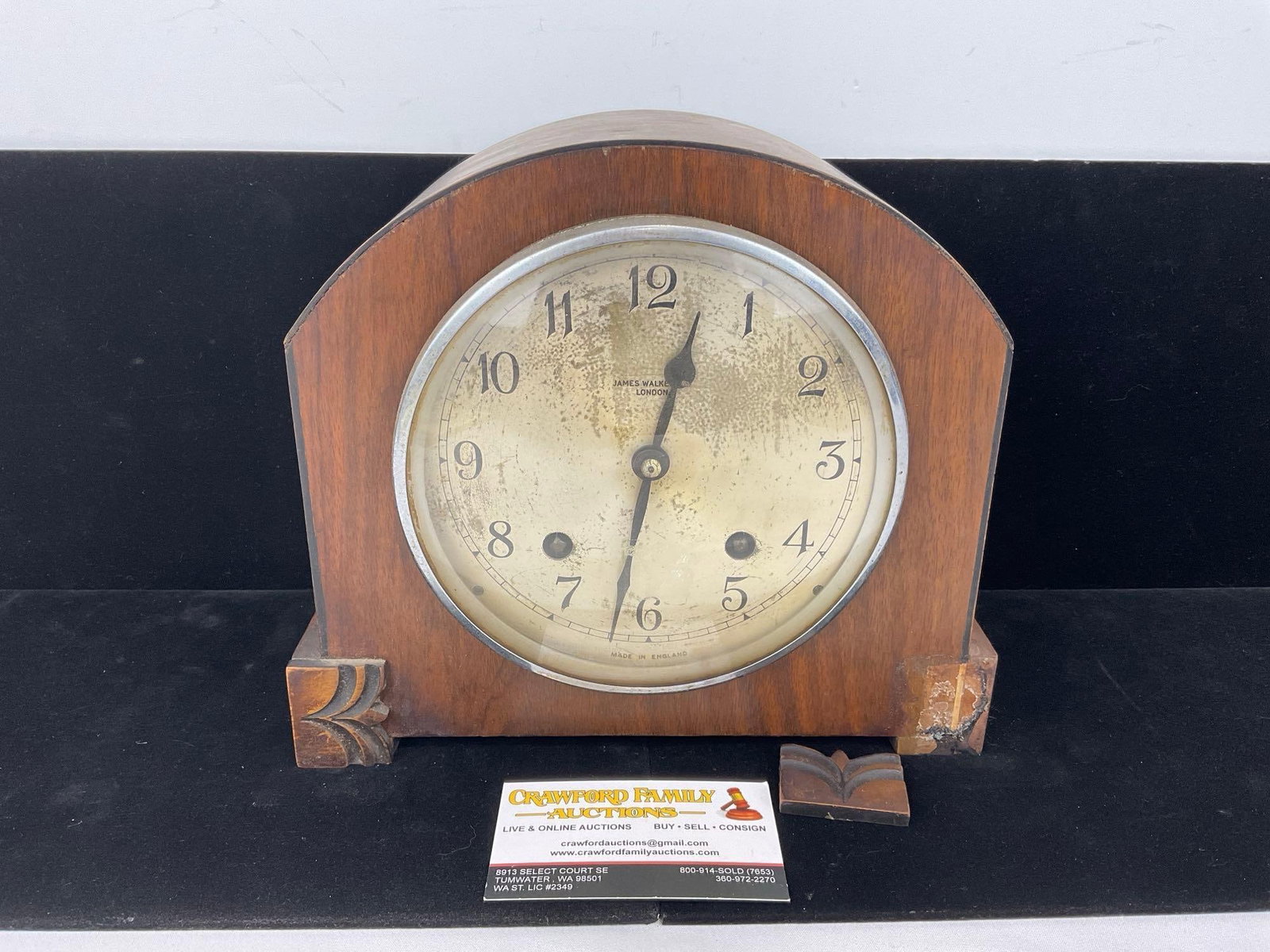 Early 20th Century English James Walker Mantel Clock, Time Strike, 10h x 10w x 6d inches (1 of 6)
