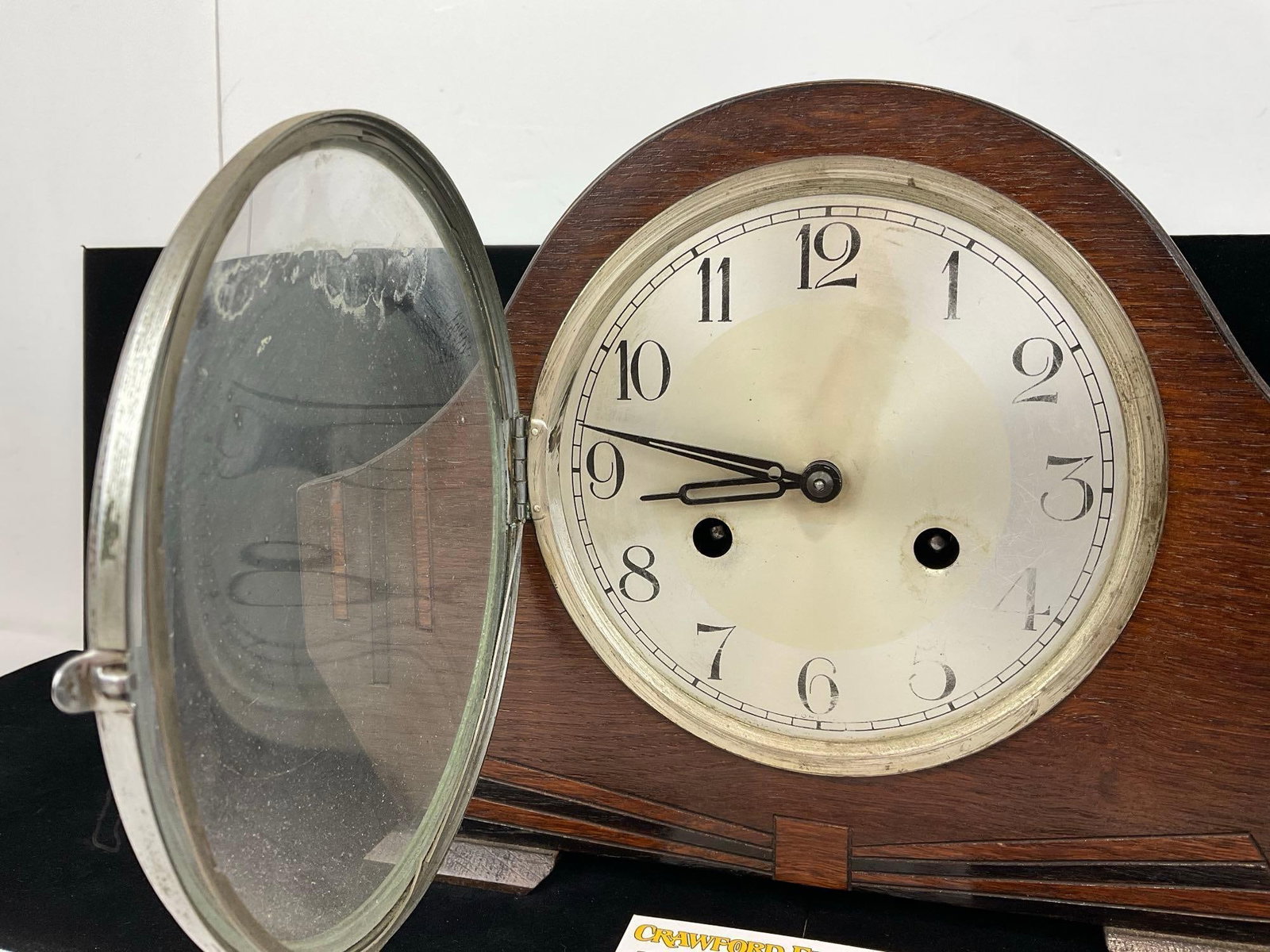 Early 20th Century Haller English Oak Mantel Clock Time Strike, 10h x 13w x 6d inches - 2