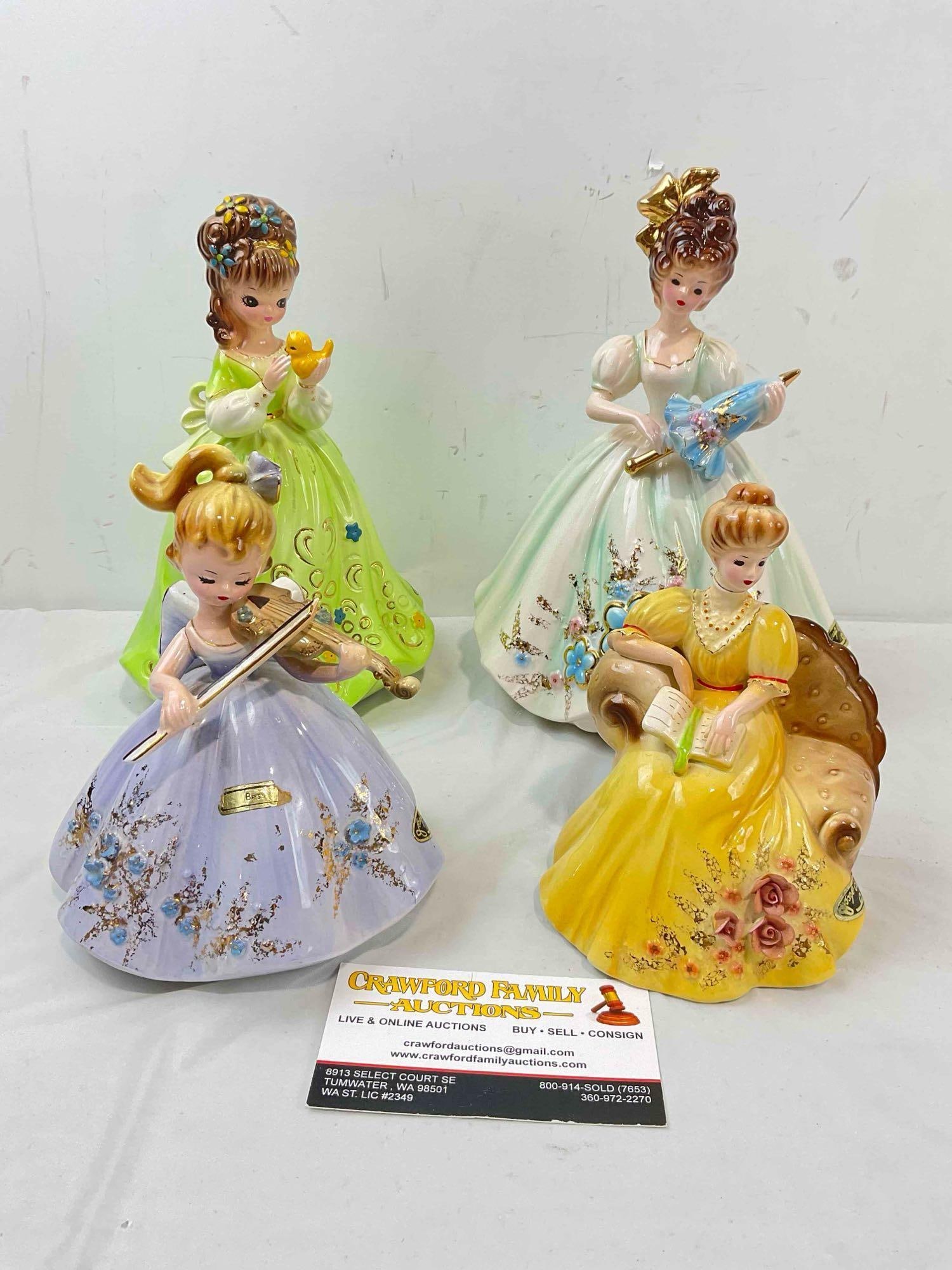 4 pcs Vintage Josef Originals Ceramic Lady Figurines, incl. Bess & More! Good Condition. See pics. (1 of 5)