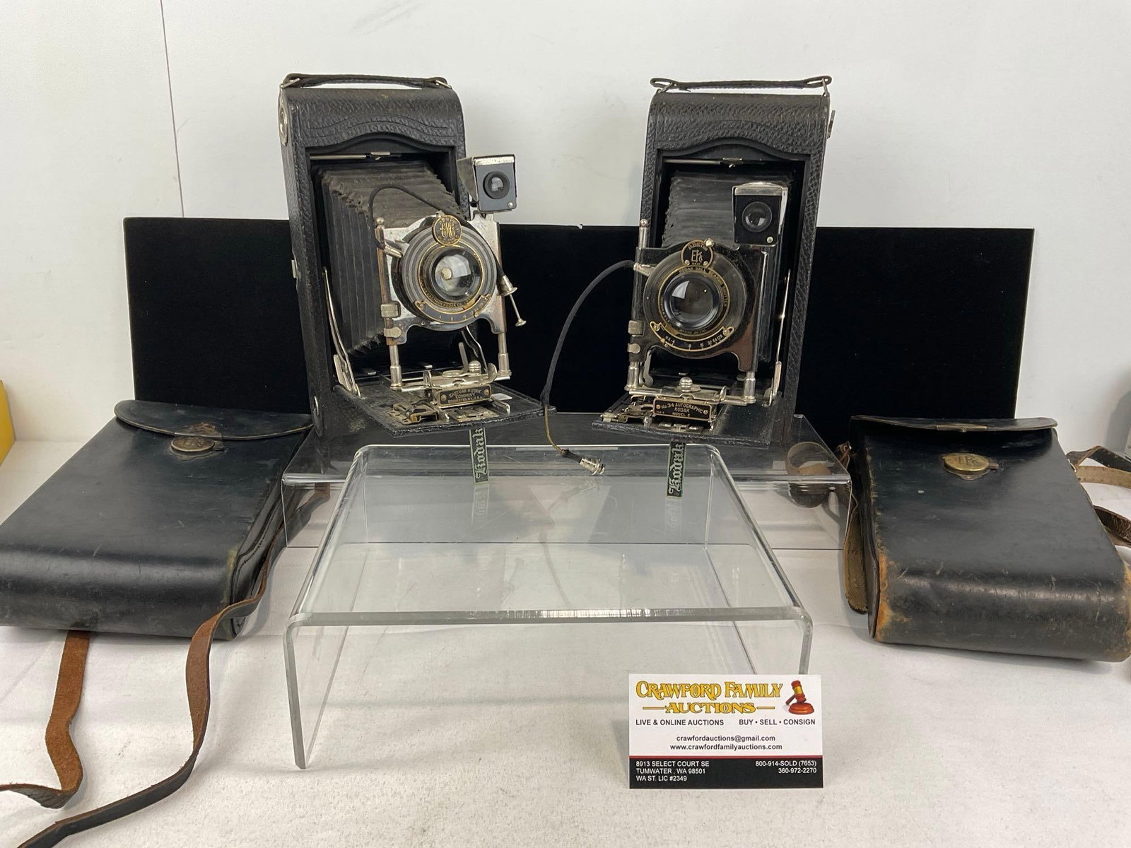 Pair of Antique No. 3-A Autographic Model C Eastman Kodak Cameras, w/Leather Cases, (1 of 20)