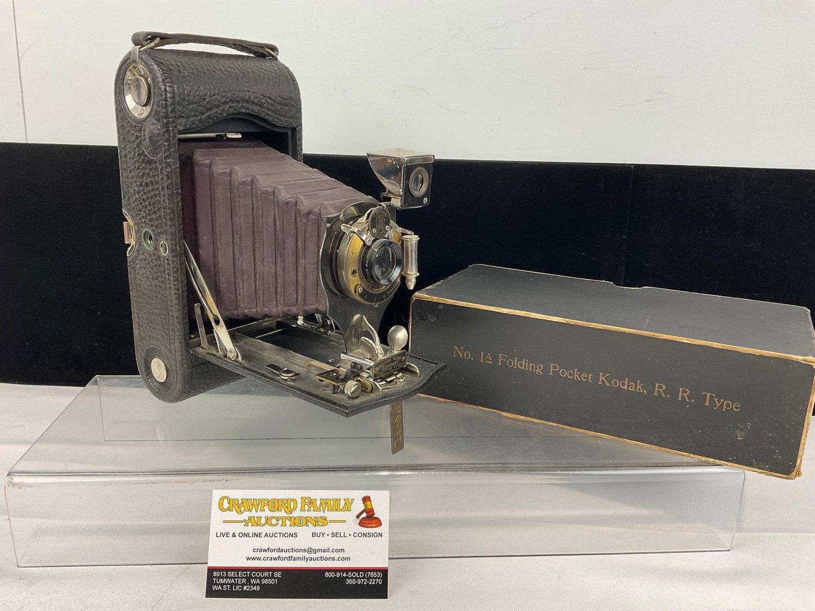 Antique Eastman Kodak, No. 1A Folding Pocket Kodak, R. R. Type w/box (1 of 5)