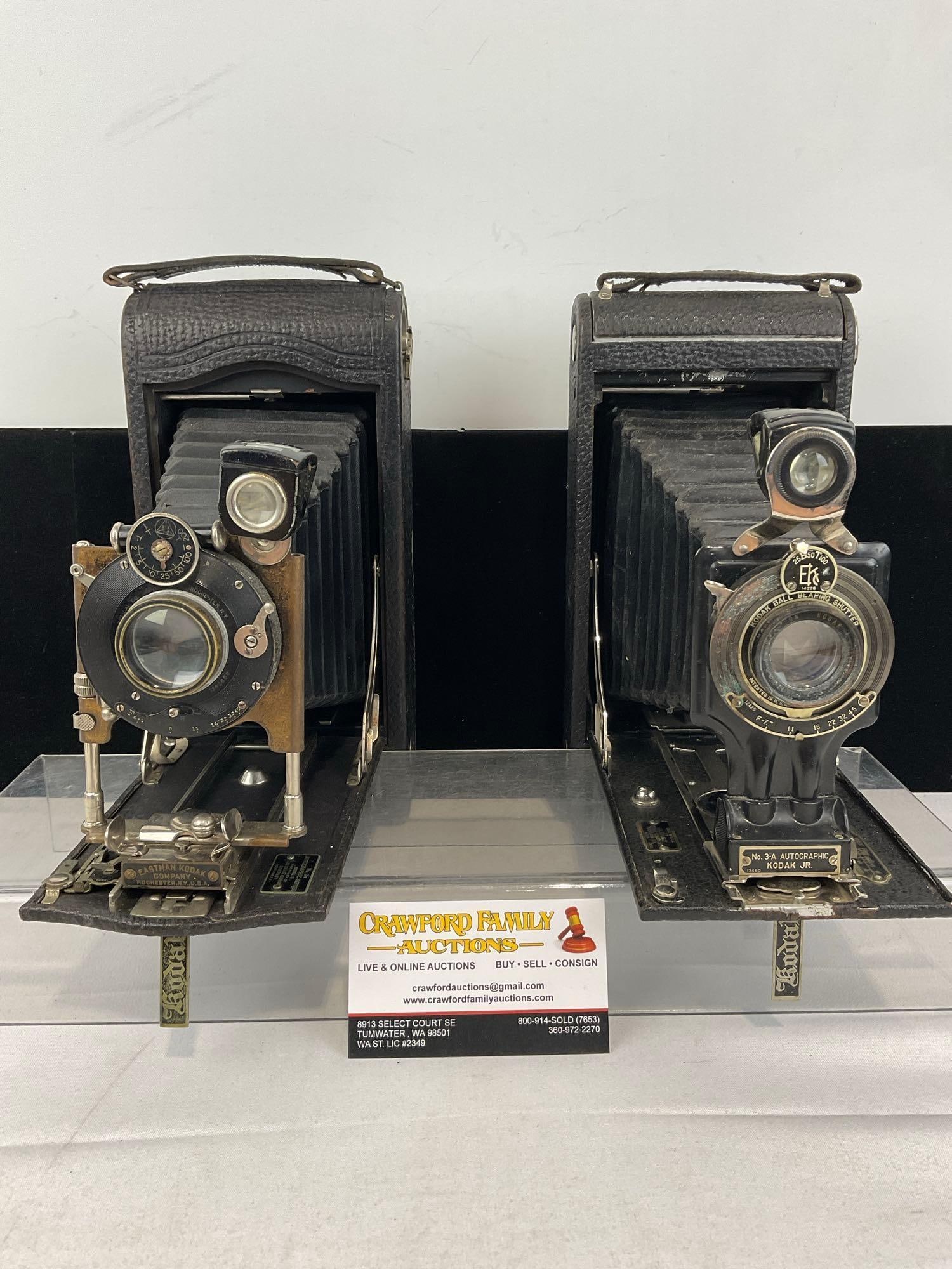 Pair of Eastman Kodak Cameras, No. 3-A Autographic Kodak Regular & Jr size (1 of 11)