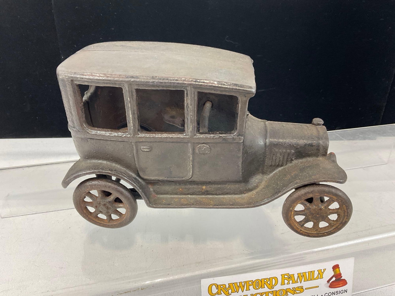Early 20th Century Arcade Mfg Co. Cast Iron Toy Car, looks unpainted, Ford Model T Sedan - 3