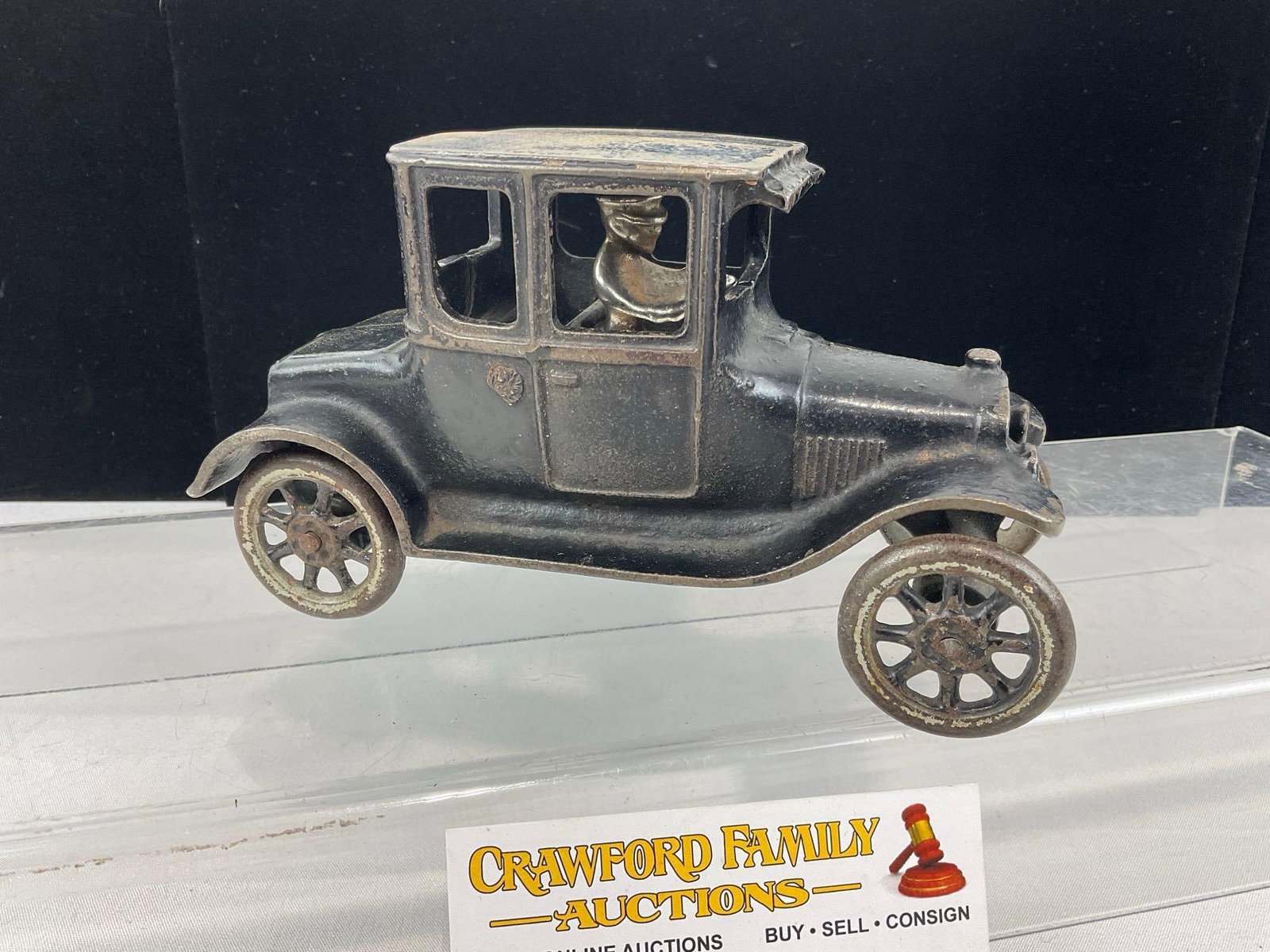 Early 20th Century Arcade Mfg Co. Cast Iron Toy Car, Ford Model T Coupe w/Cast Driver piece - 3