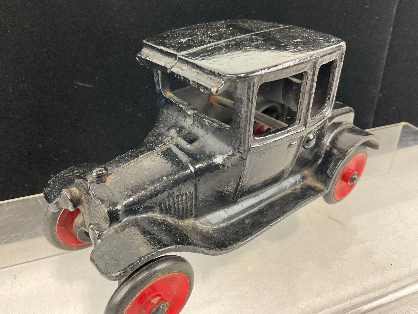 Early 20th Century Arcade Mfg Co. Cast Iron Toy Car, Ford Model T Coupe, Painted Black w/Red Wheels - 2