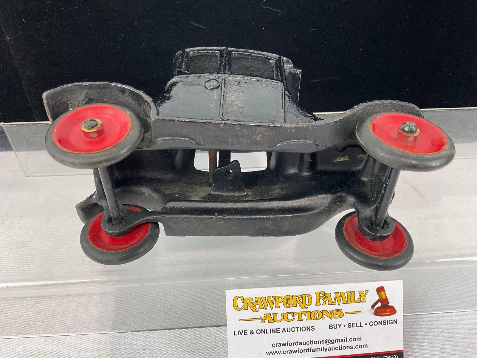 Early 20th Century Arcade Mfg Co. Cast Iron Toy Car, Ford Model T Coupe, Painted Black w/Red Wheels - 4