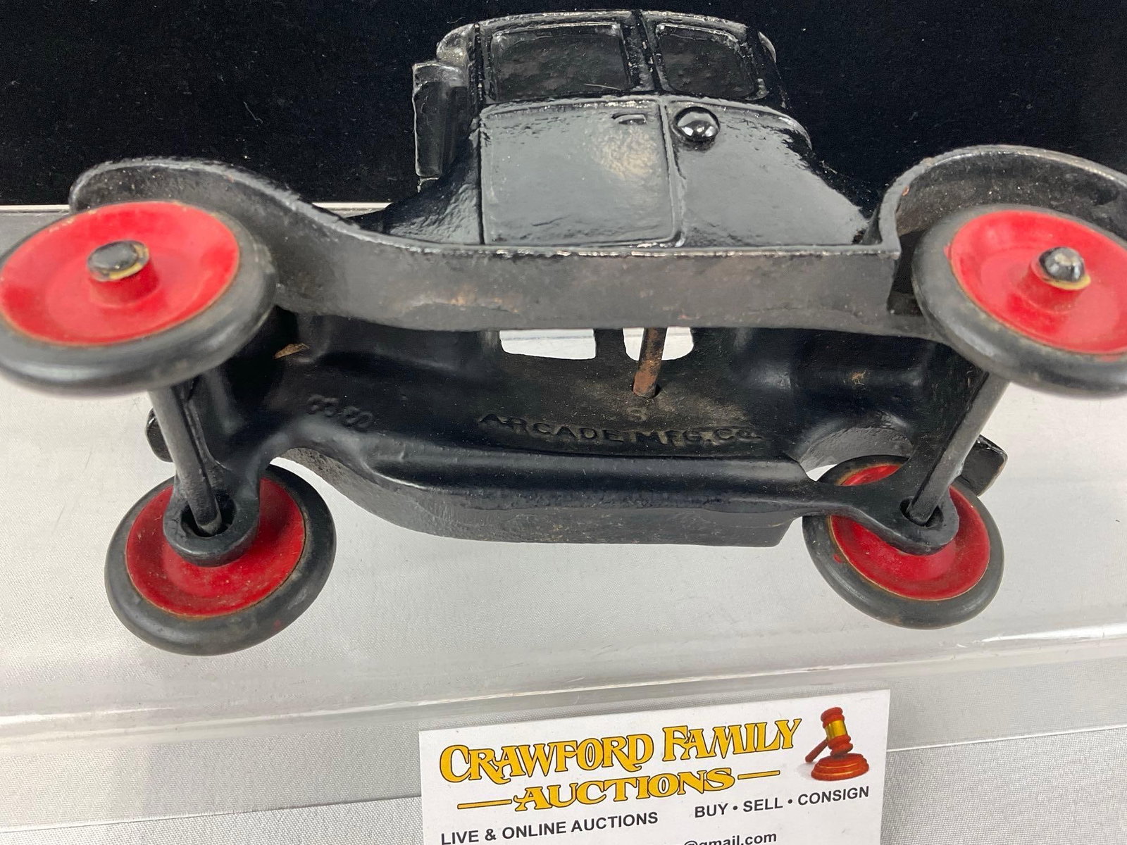Early 20th Century Arcade Mfg Co. Cast Iron Toy Car, Ford Model T Coupe, Painted Black w/Red Wheels - 5