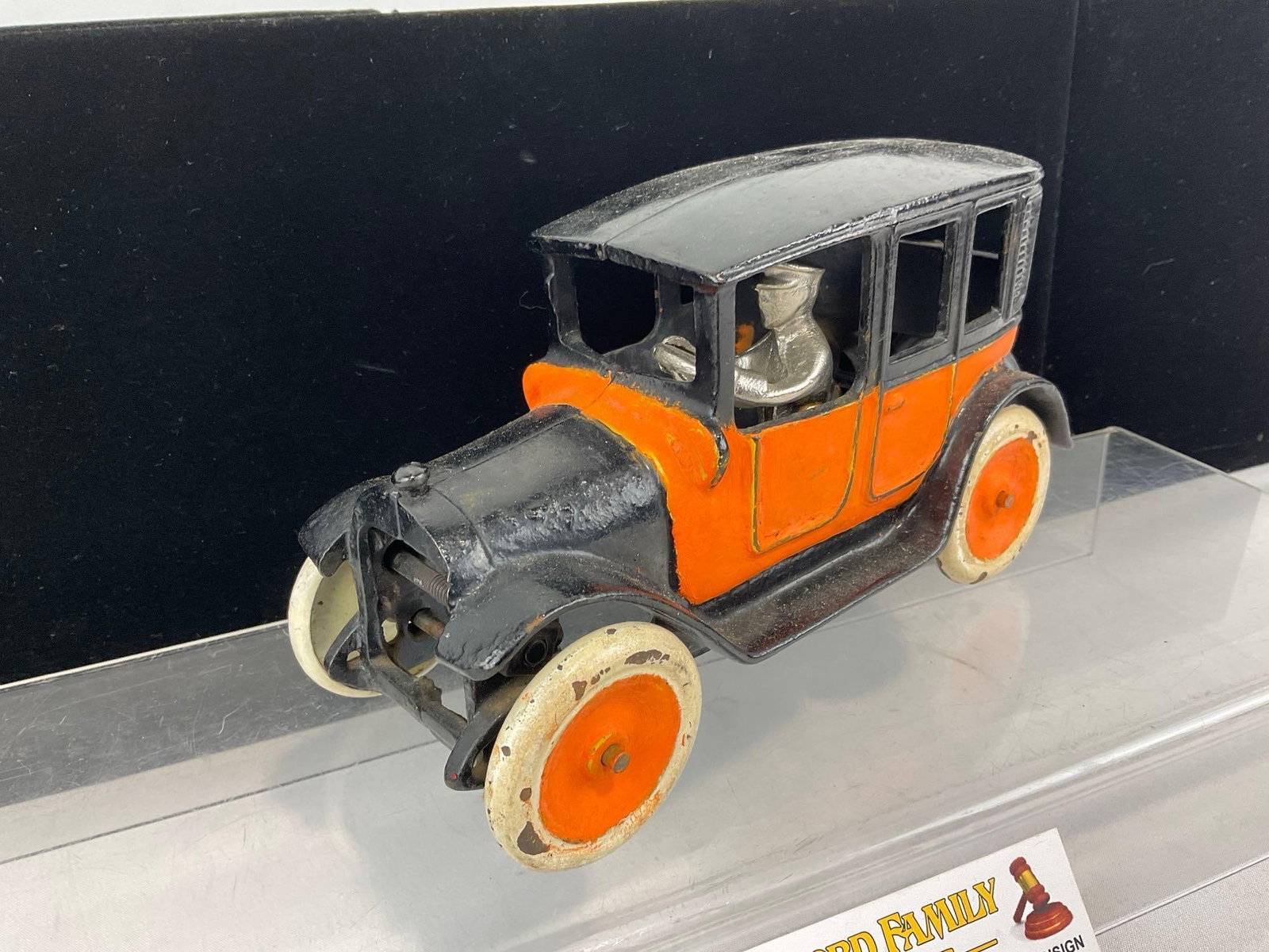 Early 20th Century Arcade Mfg Co. Cast Iron Toy Car, Ford Model T, Black/Yellow Taxi white wall t... - 2