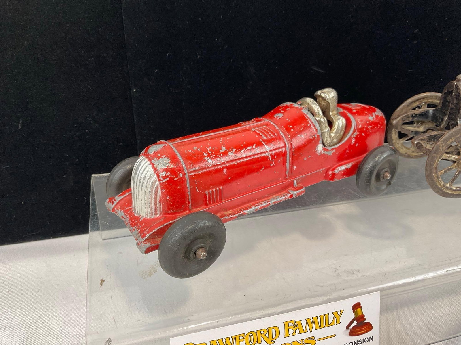 3 Early 20th Century Cast Iron Toys, AC Williams Ford Model T, Hubley Kiddie Toy #5 Race Car & Ra... - 2