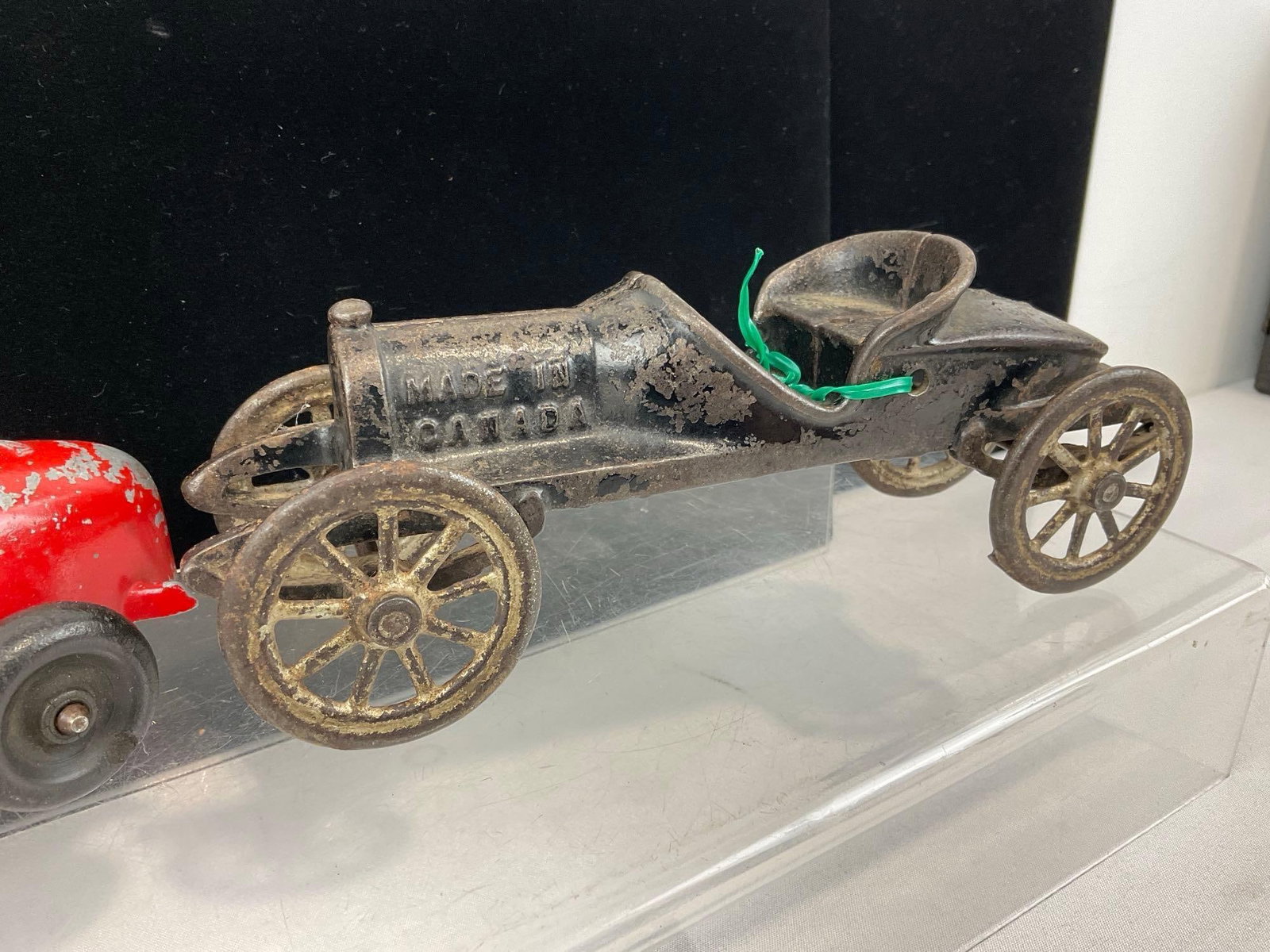 3 Early 20th Century Cast Iron Toys, AC Williams Ford Model T, Hubley Kiddie Toy #5 Race Car & Ra... - 3