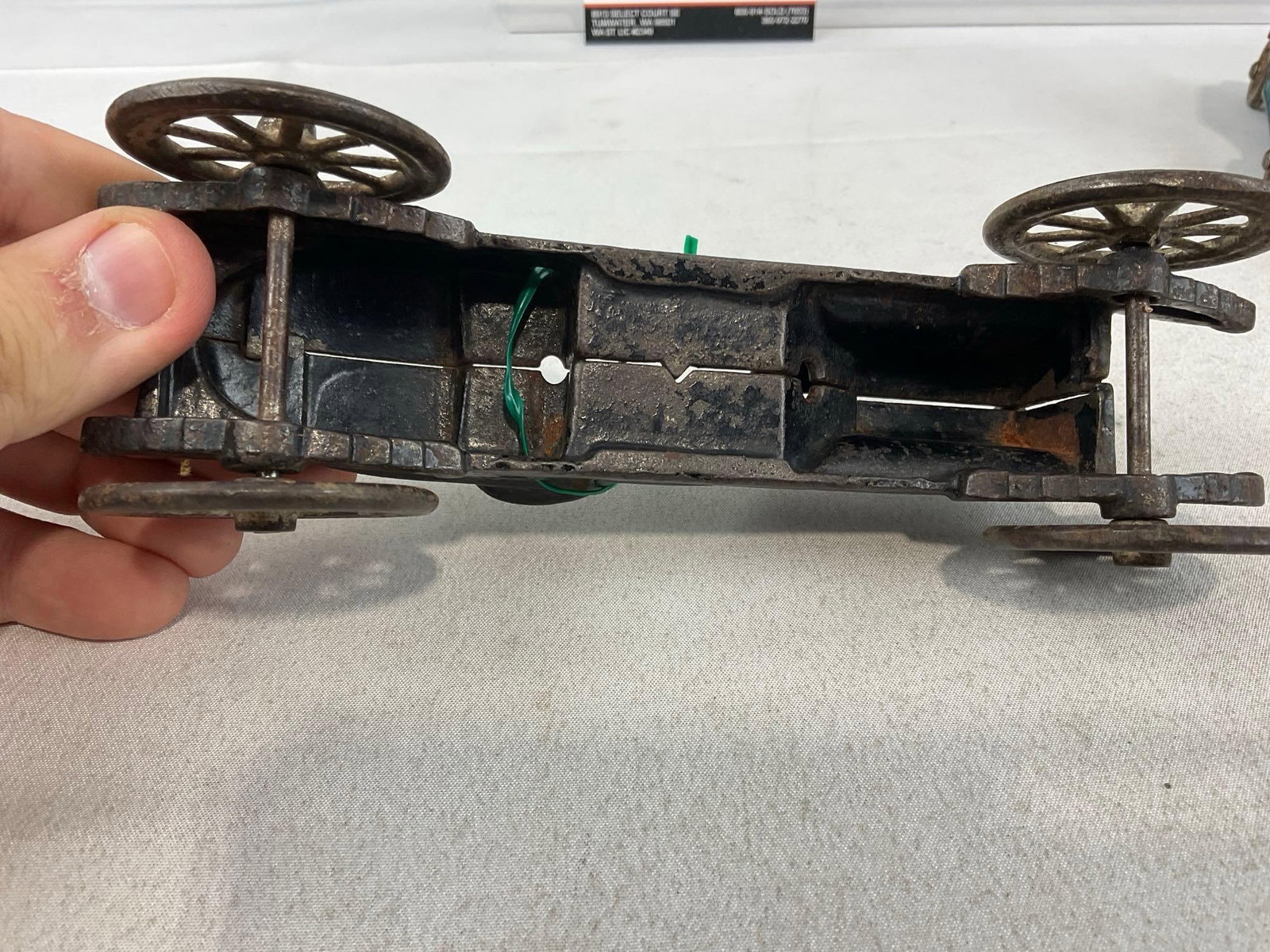 3 Early 20th Century Cast Iron Toys, AC Williams Ford Model T, Hubley Kiddie Toy #5 Race Car & Ra... - 9