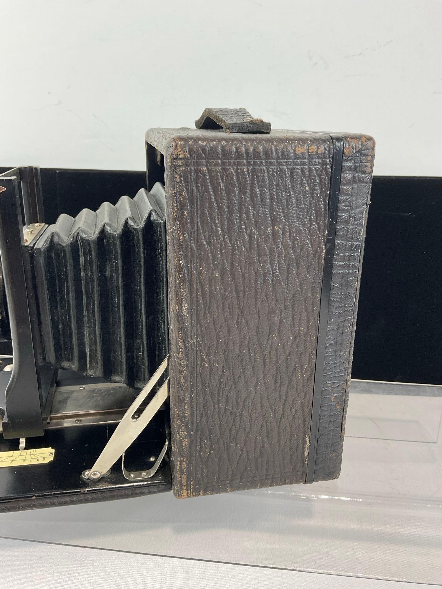 Antique Seneca no.3 Folding Camera, Sheet Film/Glass Plate, w/Regno Shutter, Leather case - 4