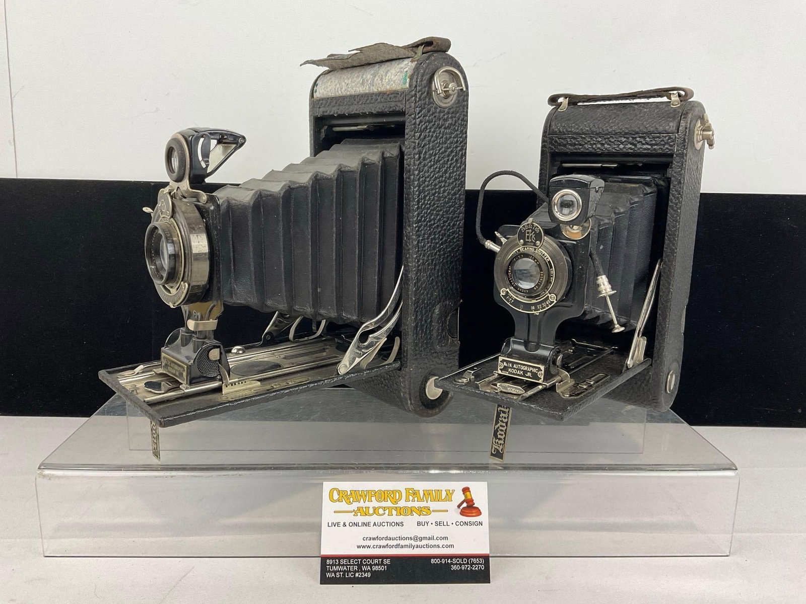 Pair of Early 20th Century Kodak Cameras, No. 1A & No. 2-C Autographic Kodak Jr. (1 of 11)