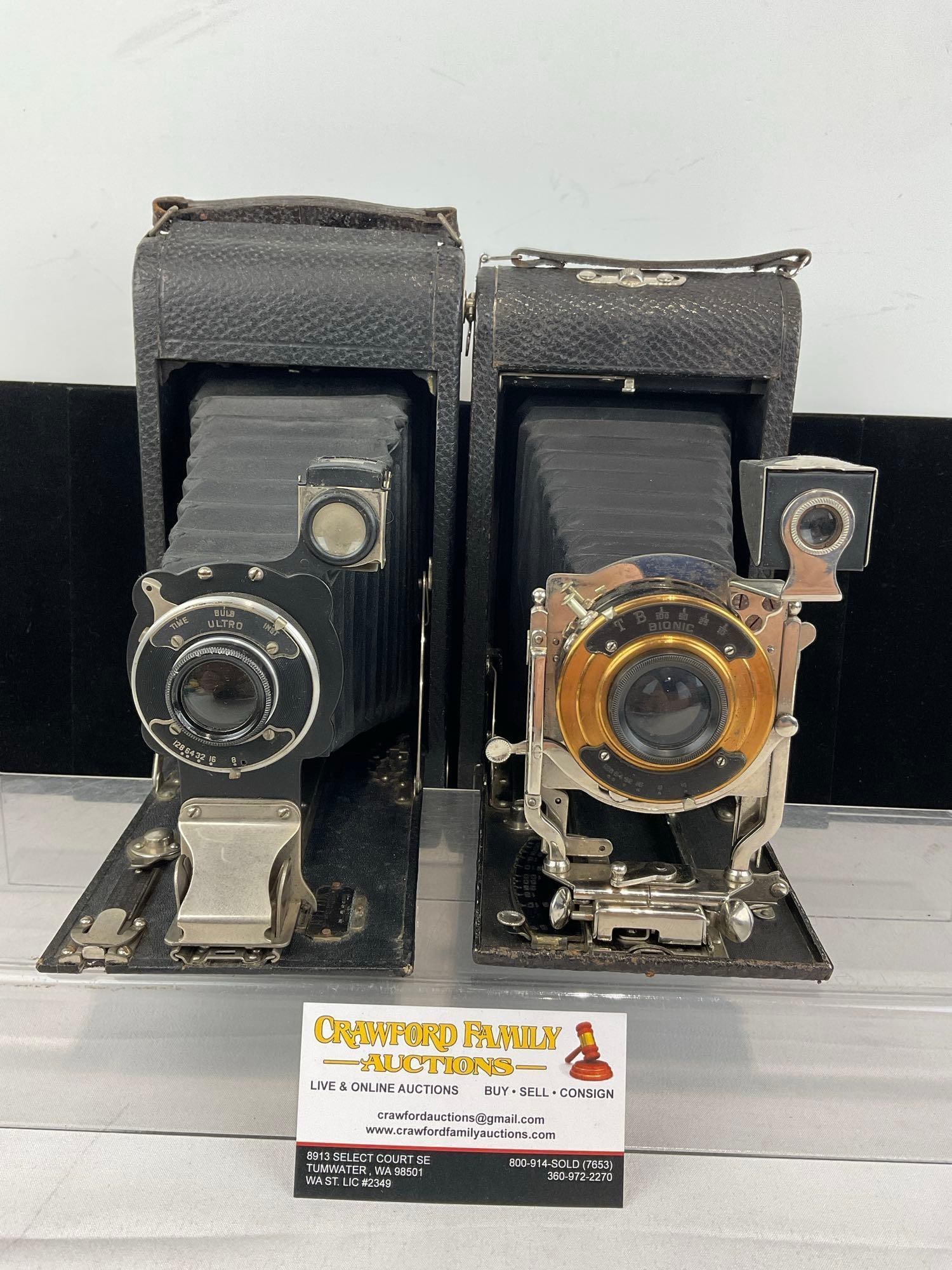 2 Antique Cameras, Seneca Folding Scout No.3A & 3A Folding Ansco Wollensak Opt. Co. (1 of 8)