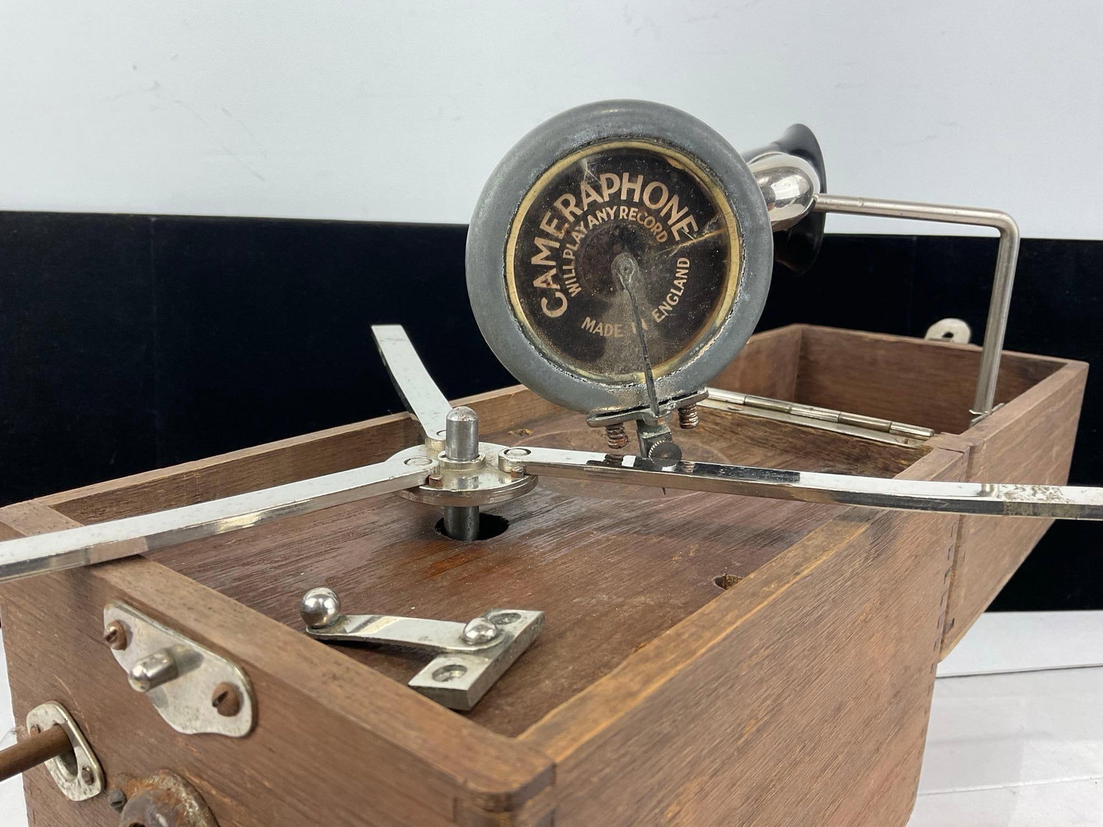 Early 20th Century 1920s Cameraphone Portable Gramophone in wooden box - 3