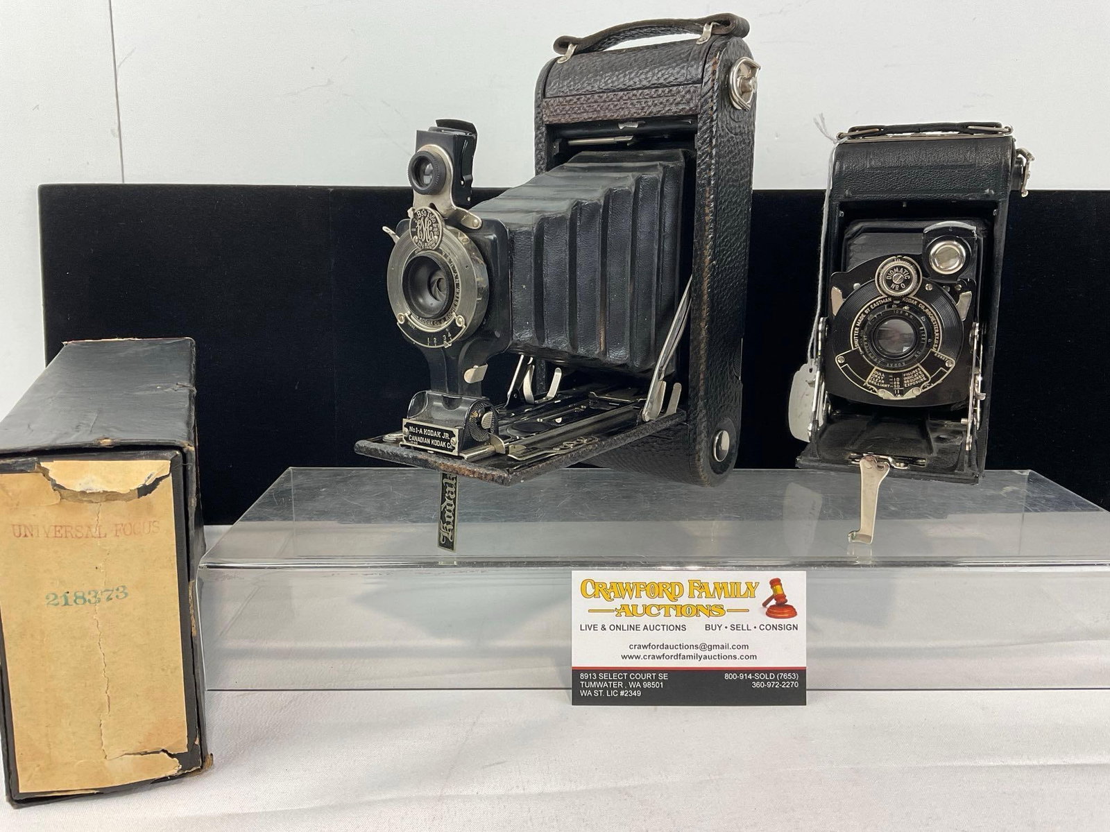 Pair of Vintage Kodak Cameras, No. 1 Pocket Kodak Series II & No.1-A Kodak Jr. Canadian Kodak Co. (1 of 6)