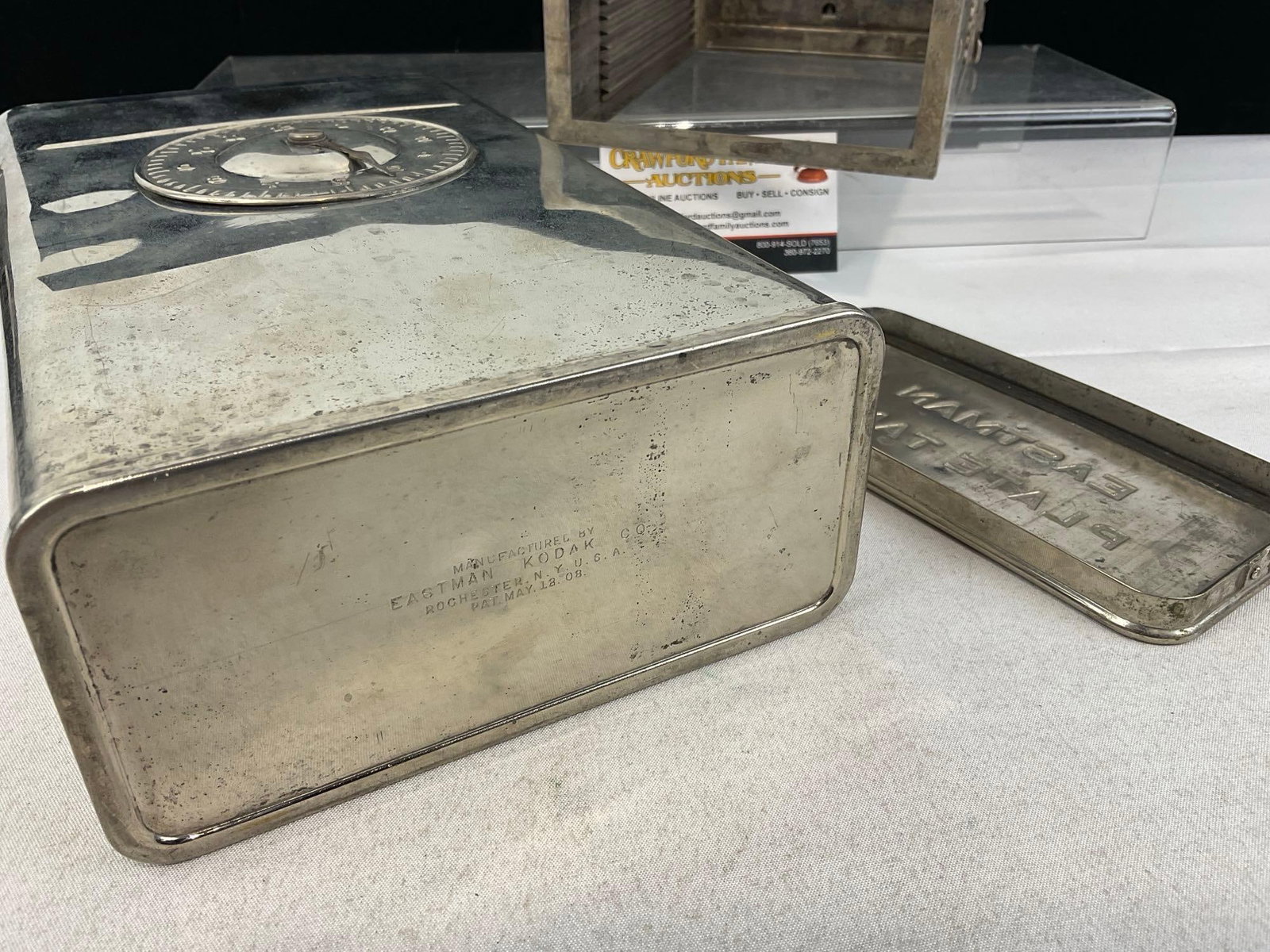 Eastman Kodak Plate Flat Tank Box, Developing box, Silver tone metal, 10h x 7w x 4d inches - 5