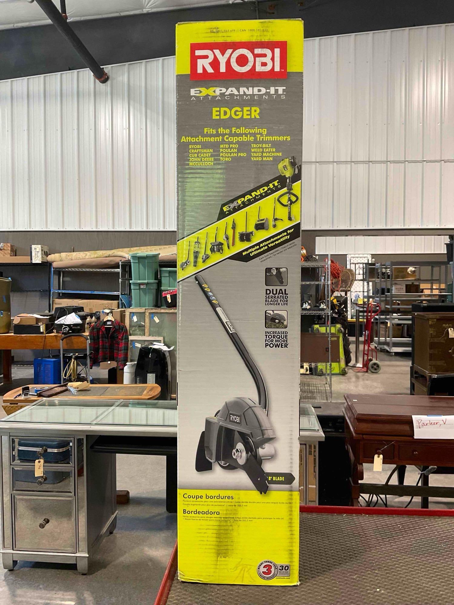 NIB Ryobi Expand It Attachments Edger Model 1001-964-699. Good Condition. See pics.: NIB Ryobi Expand It Attachments Edger Model 1001-964-699. Good Condition. Box is a little dirty, otherwise looks to be in good condition. Stock photo used for full body image. Measures 10" x 8" x 34"