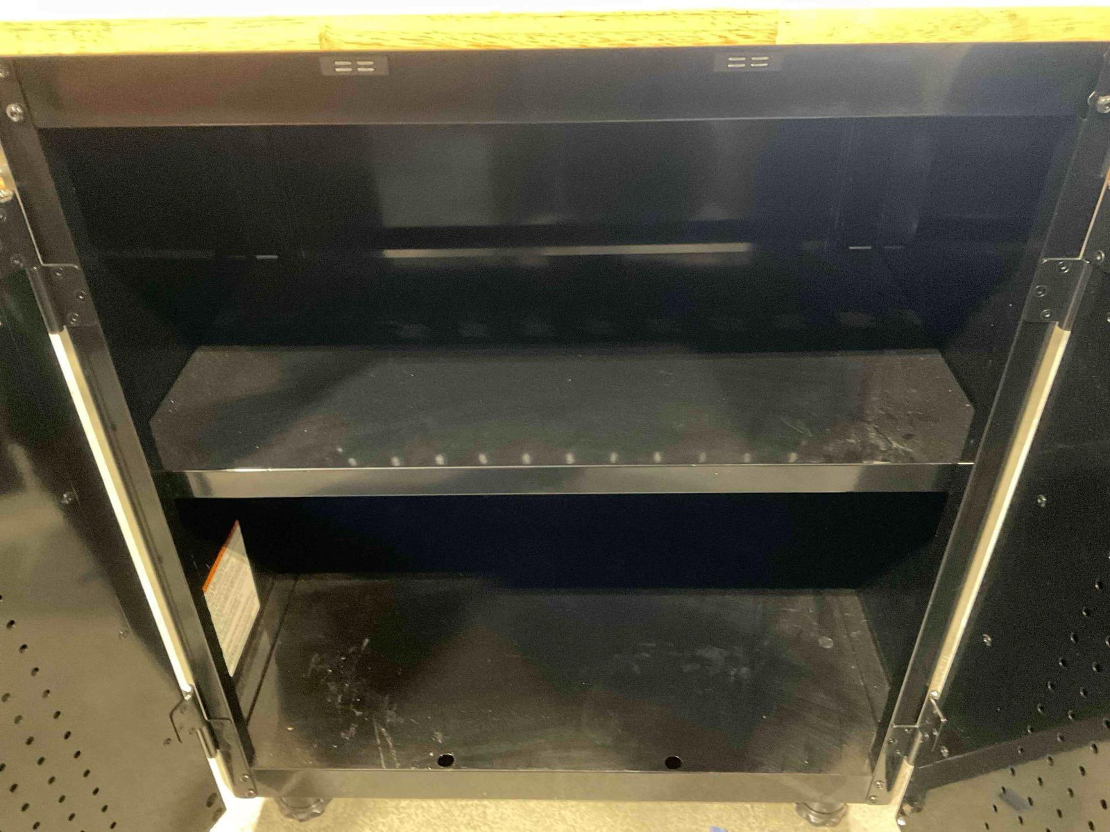 Husky Ready to Assemble 24g Steel 2-Door Garage Base Cabinet w/ Black w/ Wood Top. - 4