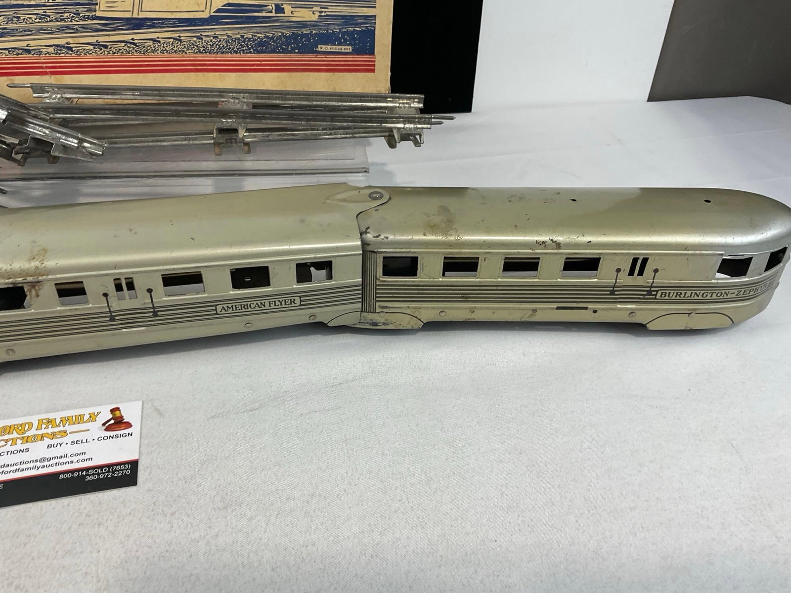 1930s American Flyer Trains Burlington-Zephyr #9900 + 10 tracks w/original box - 3