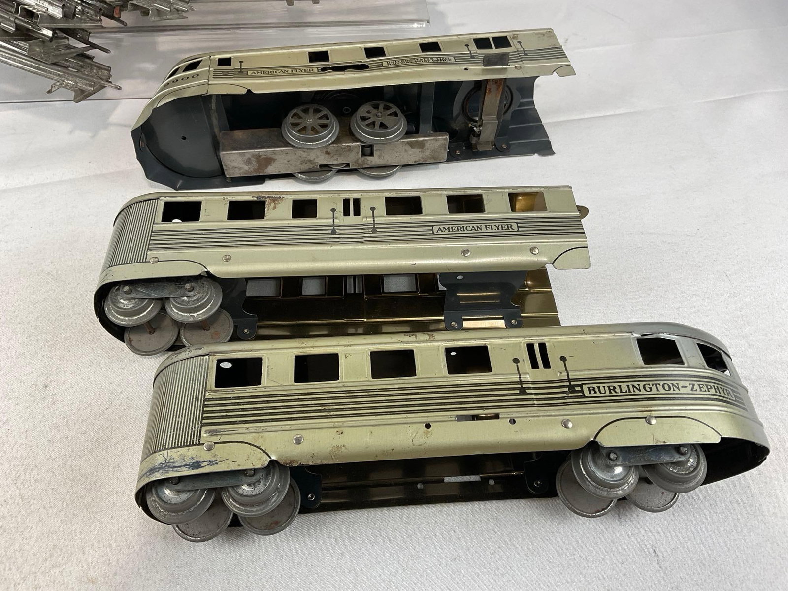 1930s American Flyer Trains Burlington-Zephyr #9900 + 10 tracks w/original box - 5
