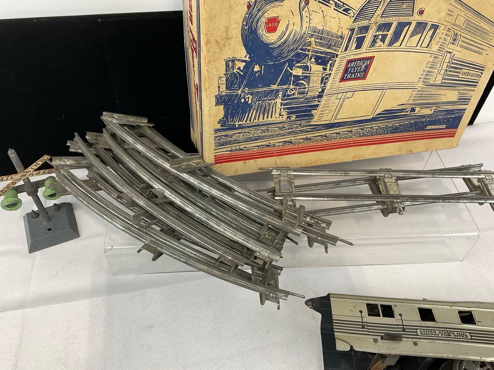 1930s American Flyer Trains Burlington-Zephyr #9900 + 10 tracks w/original box - 7
