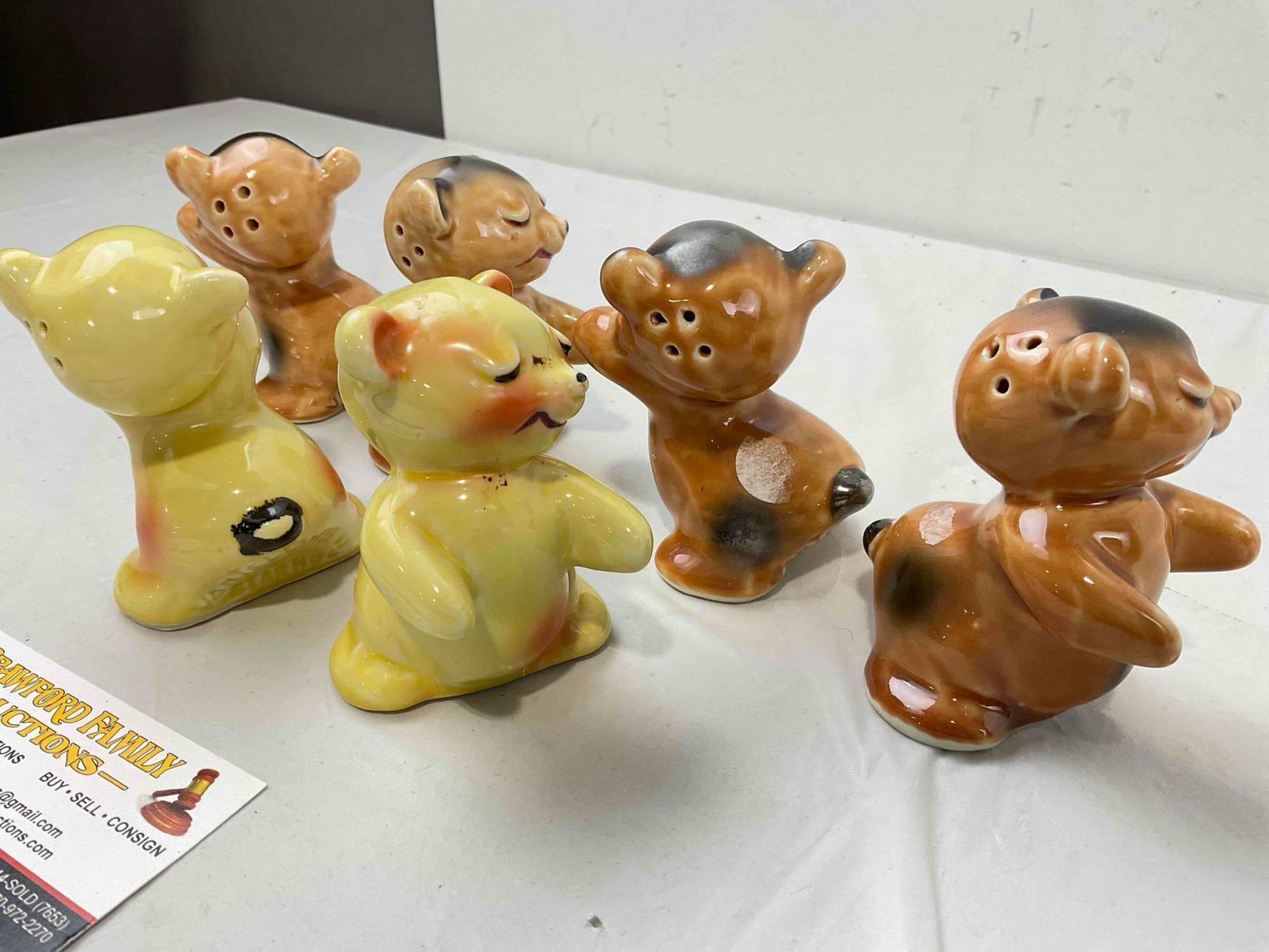 3 Pairs of Vintage VenTellingen Ceramic Salt & Pepper Shakers incl. Bears. Fair Condition. See pi... - 6