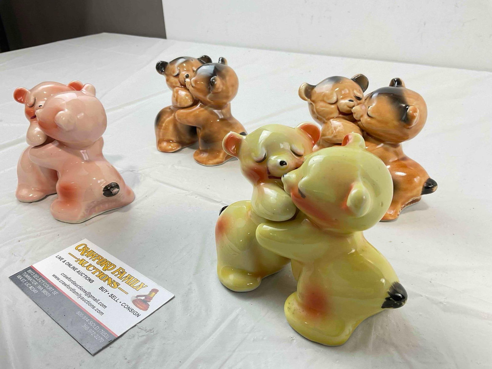 4 Pairs of Vintage VenTellingen Ceramic Salt & Pepper Shakers incl. Bears. Fair Condition. - 2