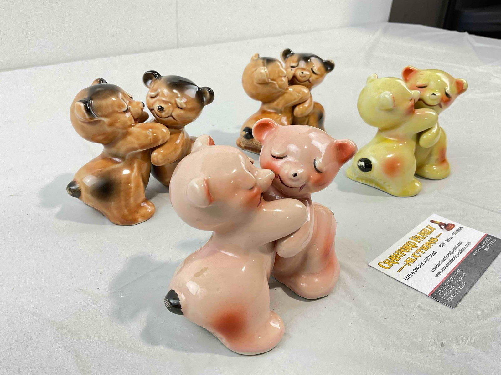 4 Pairs of Vintage VenTellingen Ceramic Salt & Pepper Shakers incl. Bears. Fair Condition. - 3