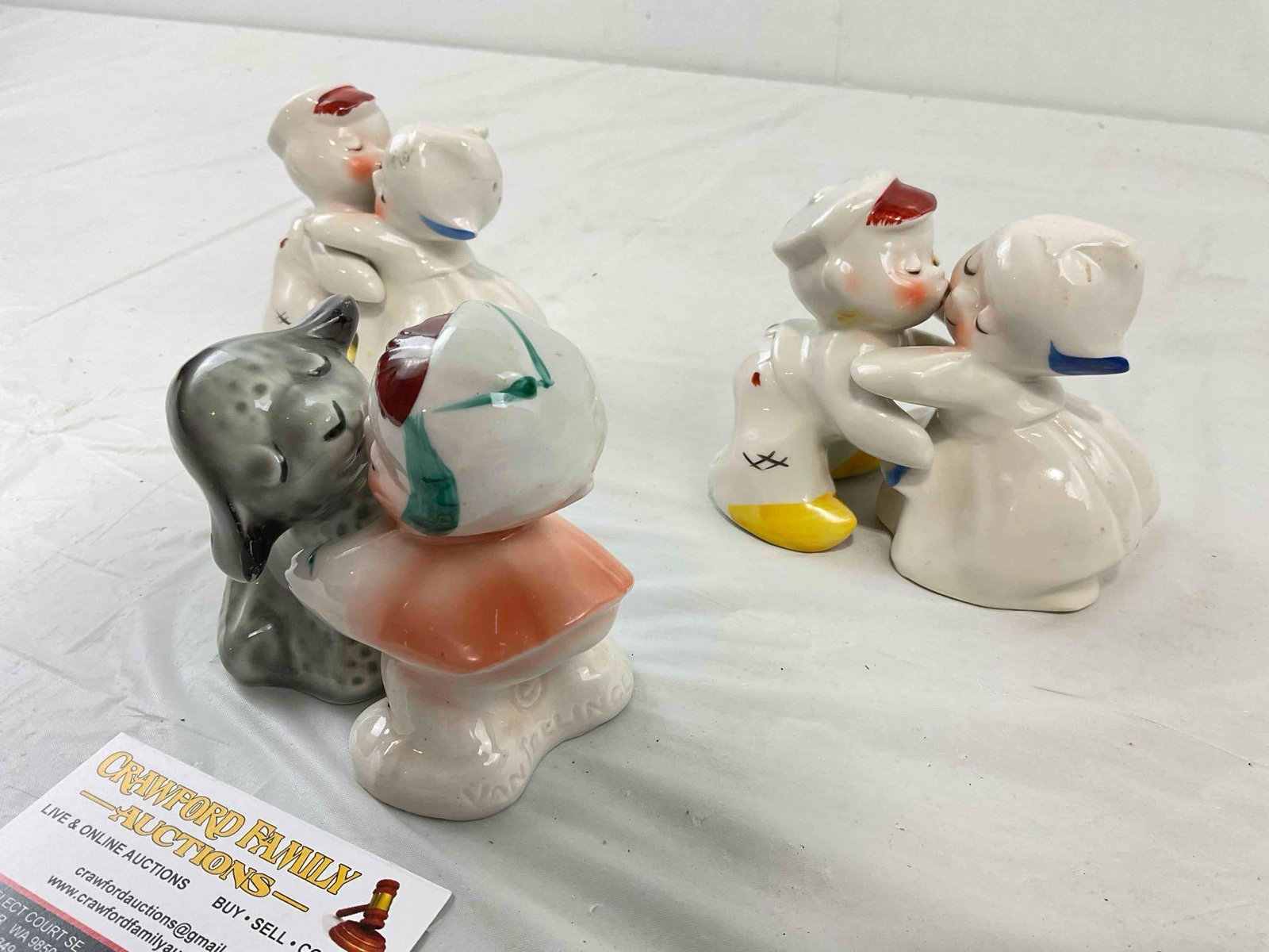 3 Pairs of Vintage VenTellingen Ceramic Salt & Pepper Shakers incl. 2x Boy & Girl, Girl & Lamb. - 2