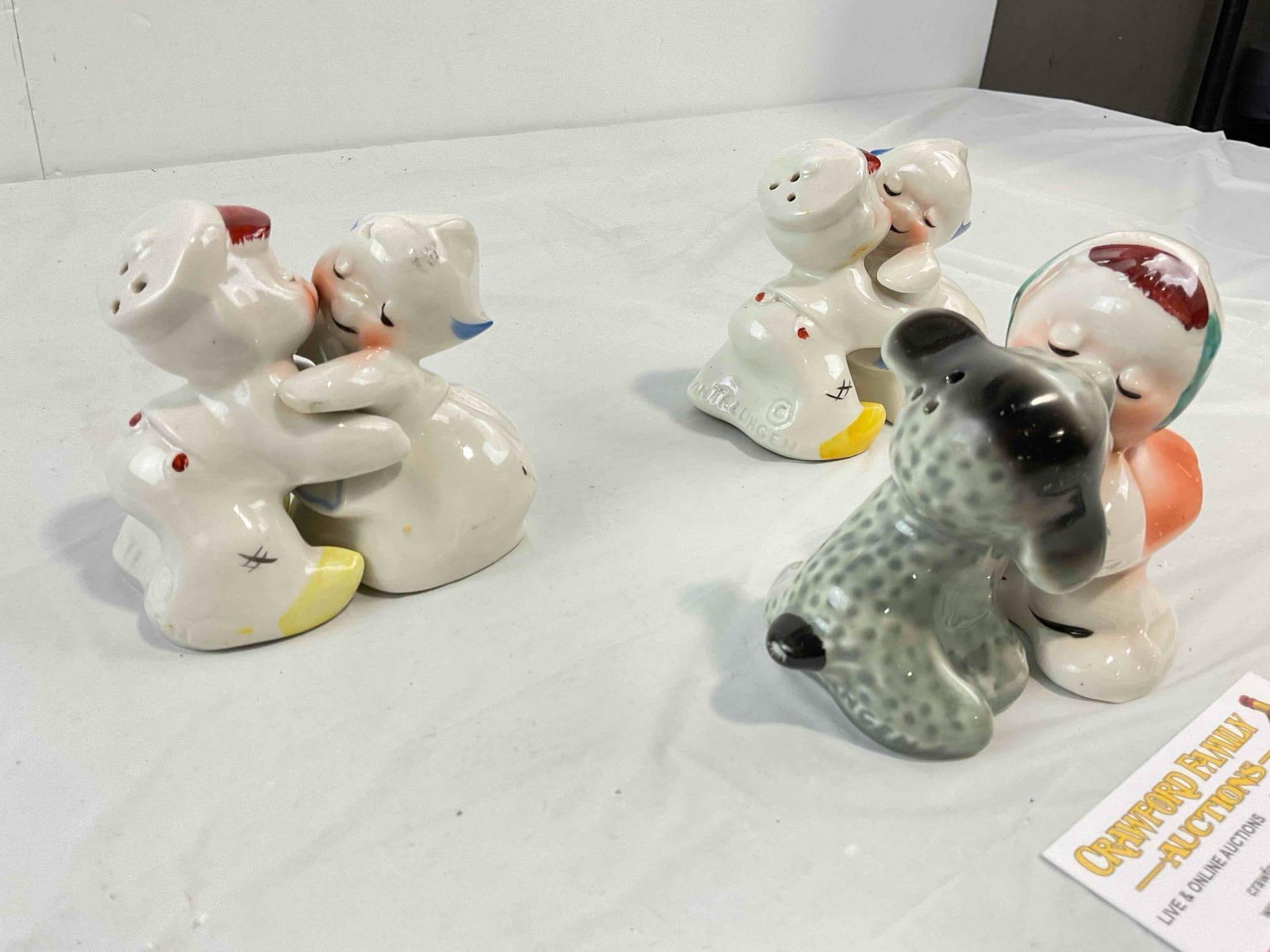 3 Pairs of Vintage VenTellingen Ceramic Salt & Pepper Shakers incl. 2x Boy & Girl, Girl & Lamb. - 3