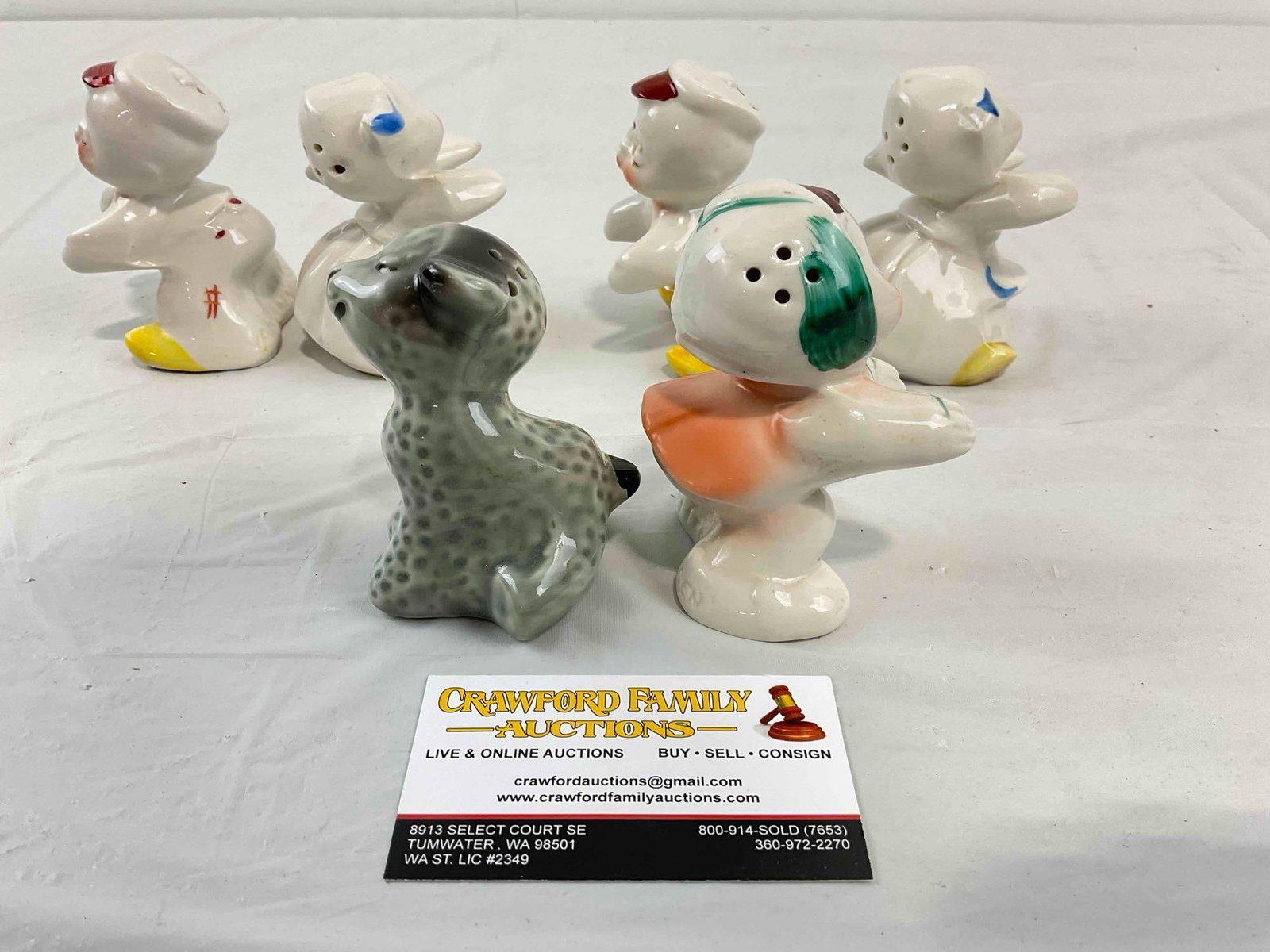 3 Pairs of Vintage VenTellingen Ceramic Salt & Pepper Shakers incl. 2x Boy & Girl, Girl & Lamb. - 4