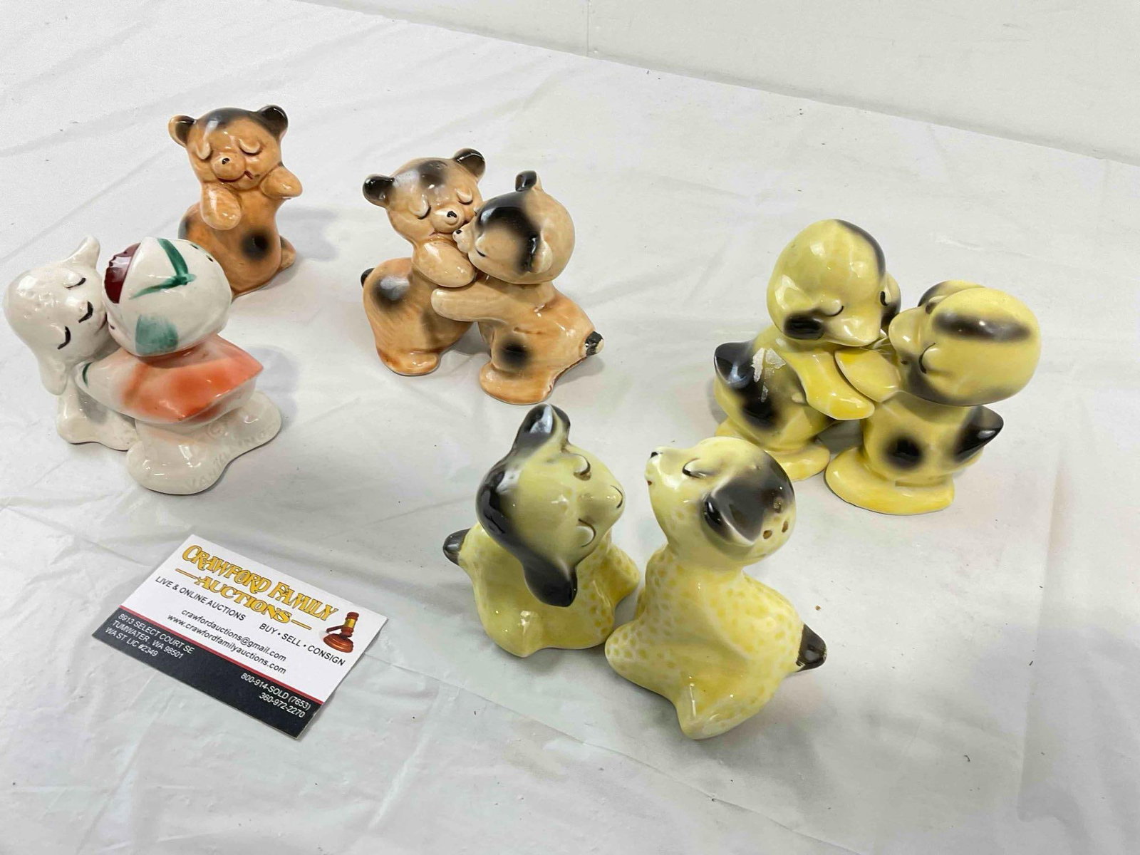 9 pcs Vintage VenTellingen Ceramic Salt & Pepper Shakers incl. Bears, Ducks, Lambs & Girl! - 2