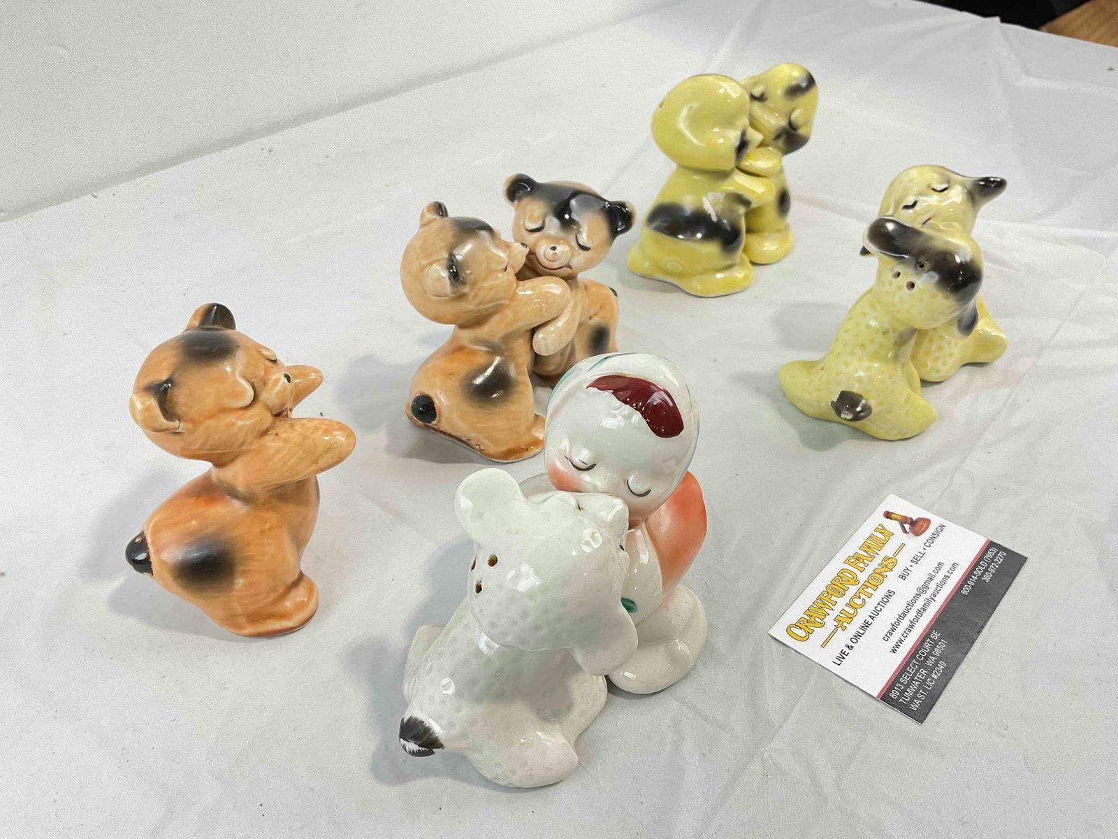 9 pcs Vintage VenTellingen Ceramic Salt & Pepper Shakers incl. Bears, Ducks, Lambs & Girl! - 3