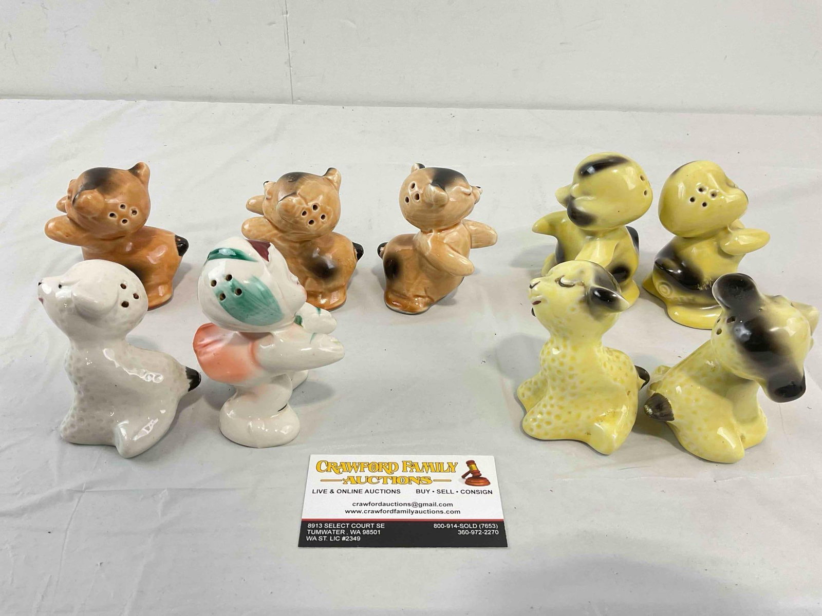 9 pcs Vintage VenTellingen Ceramic Salt & Pepper Shakers incl. Bears, Ducks, Lambs & Girl! - 4