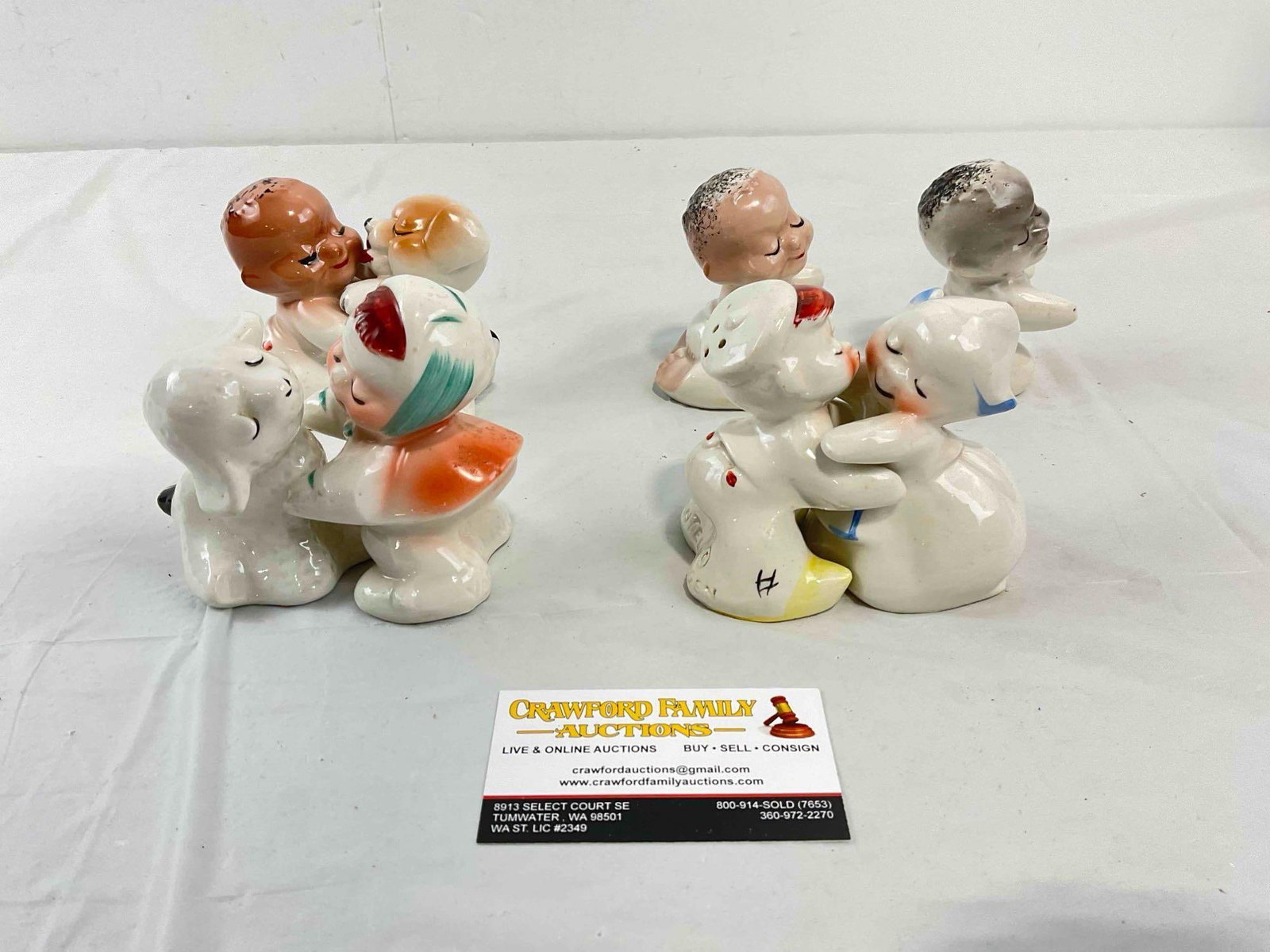 8 pcs Vintage VenTellingen Ceramic Salt & Pepper Shakers incl. Baby & Puppy, Girl & Boy. (1 of 5)