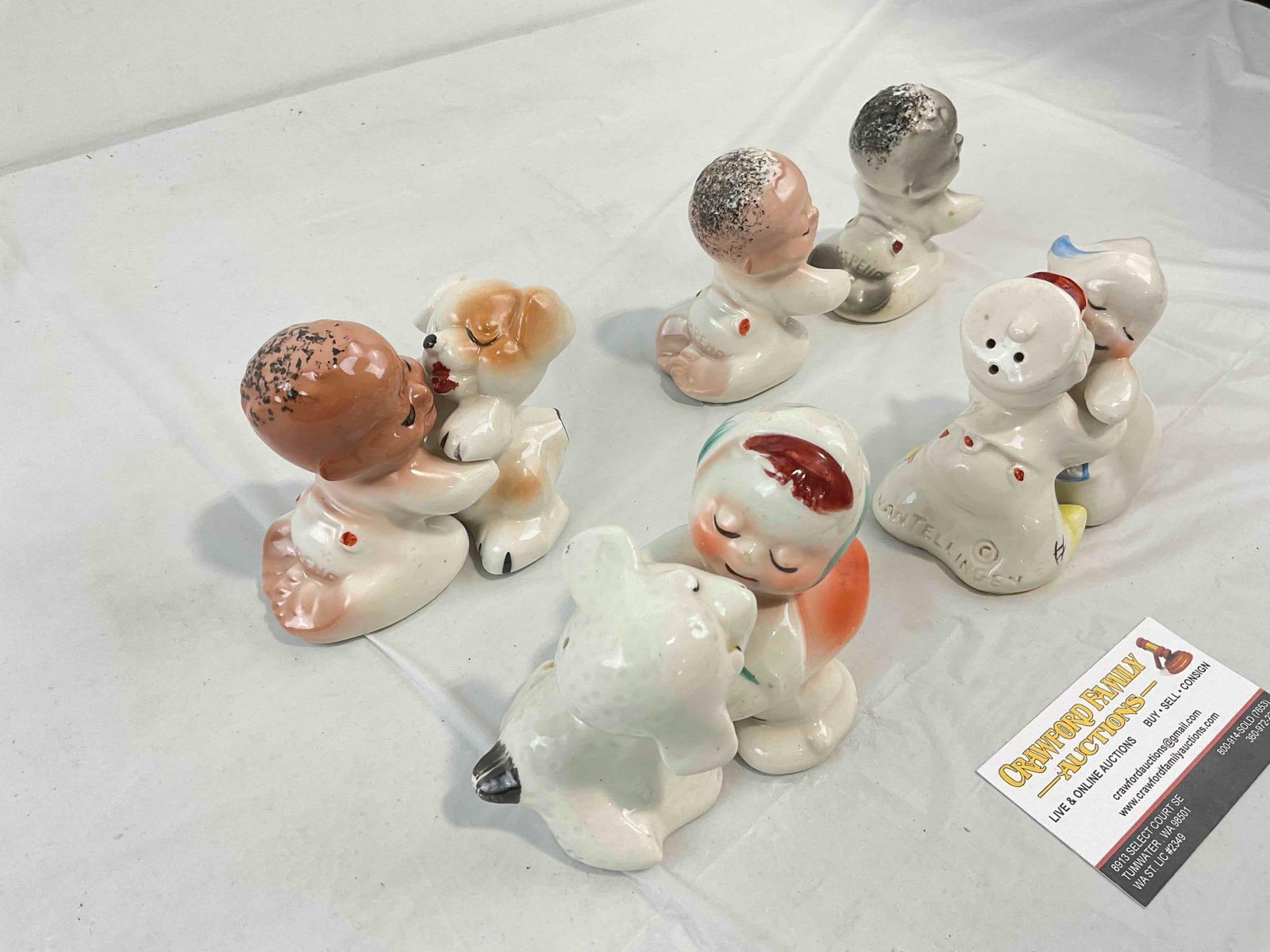 8 pcs Vintage VenTellingen Ceramic Salt & Pepper Shakers incl. Baby & Puppy, Girl & Boy. - 2
